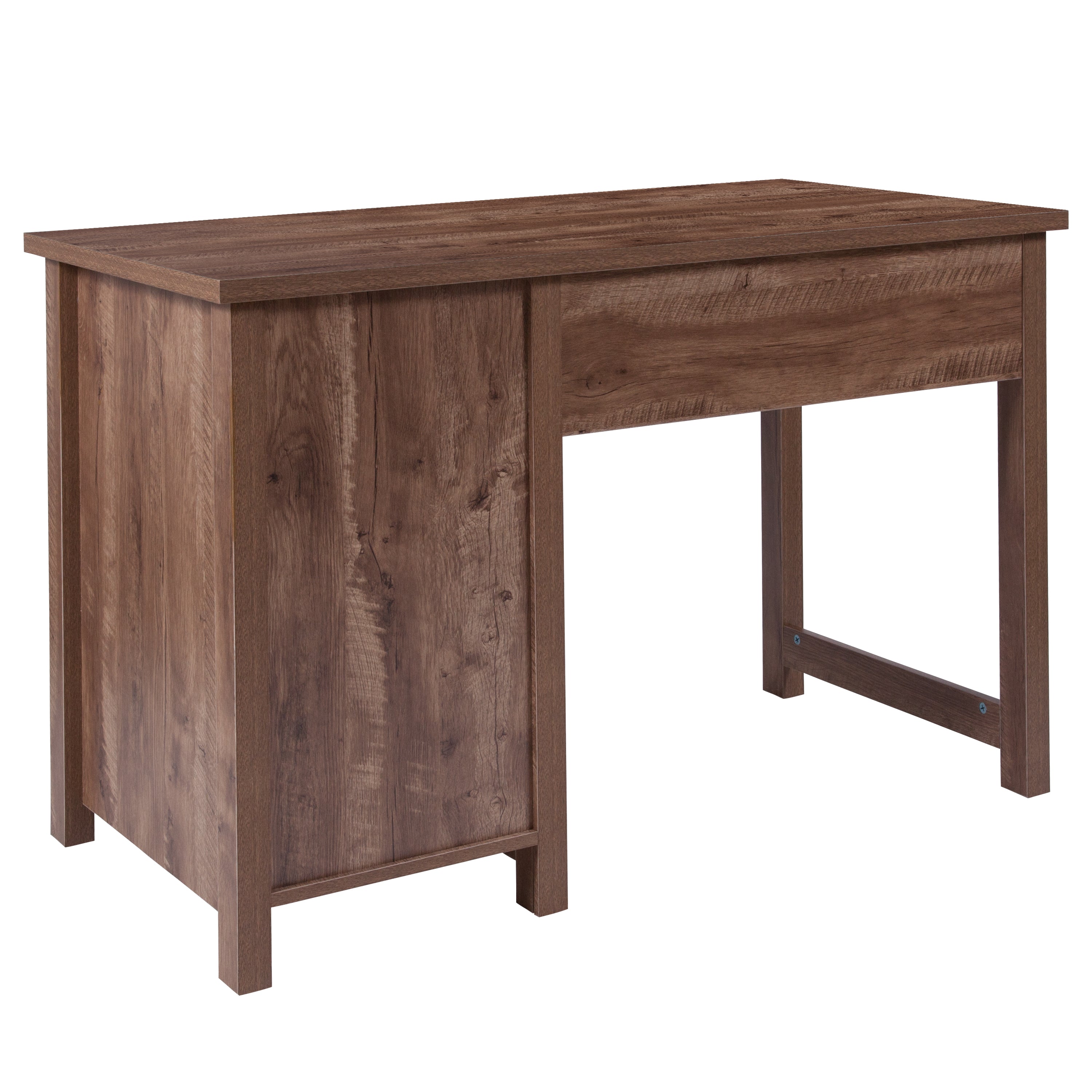 New Lancaster Collection Wood Grain Finish Computer Desk with Metal Drawers