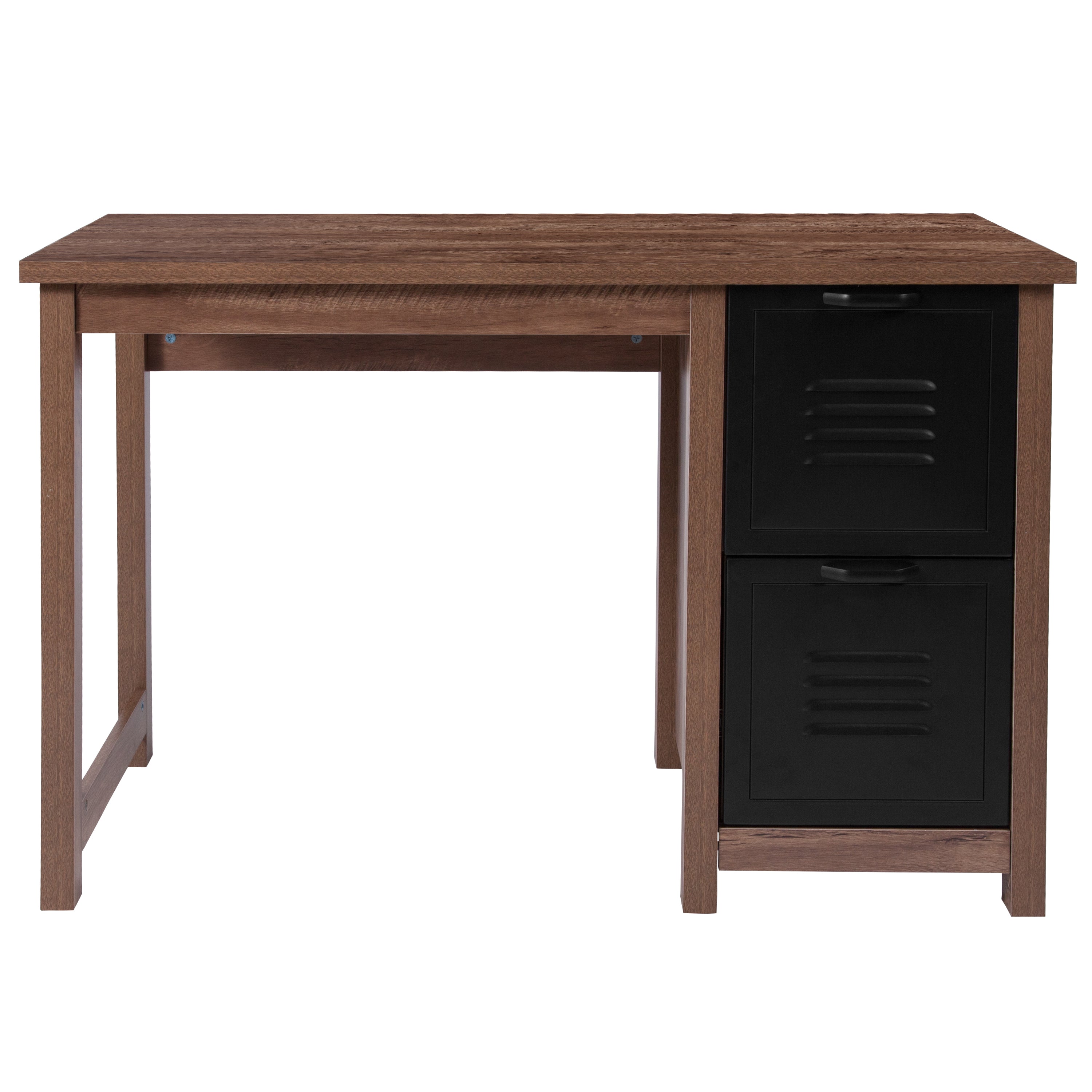 New Lancaster Collection Wood Grain Finish Computer Desk with Metal Drawers
