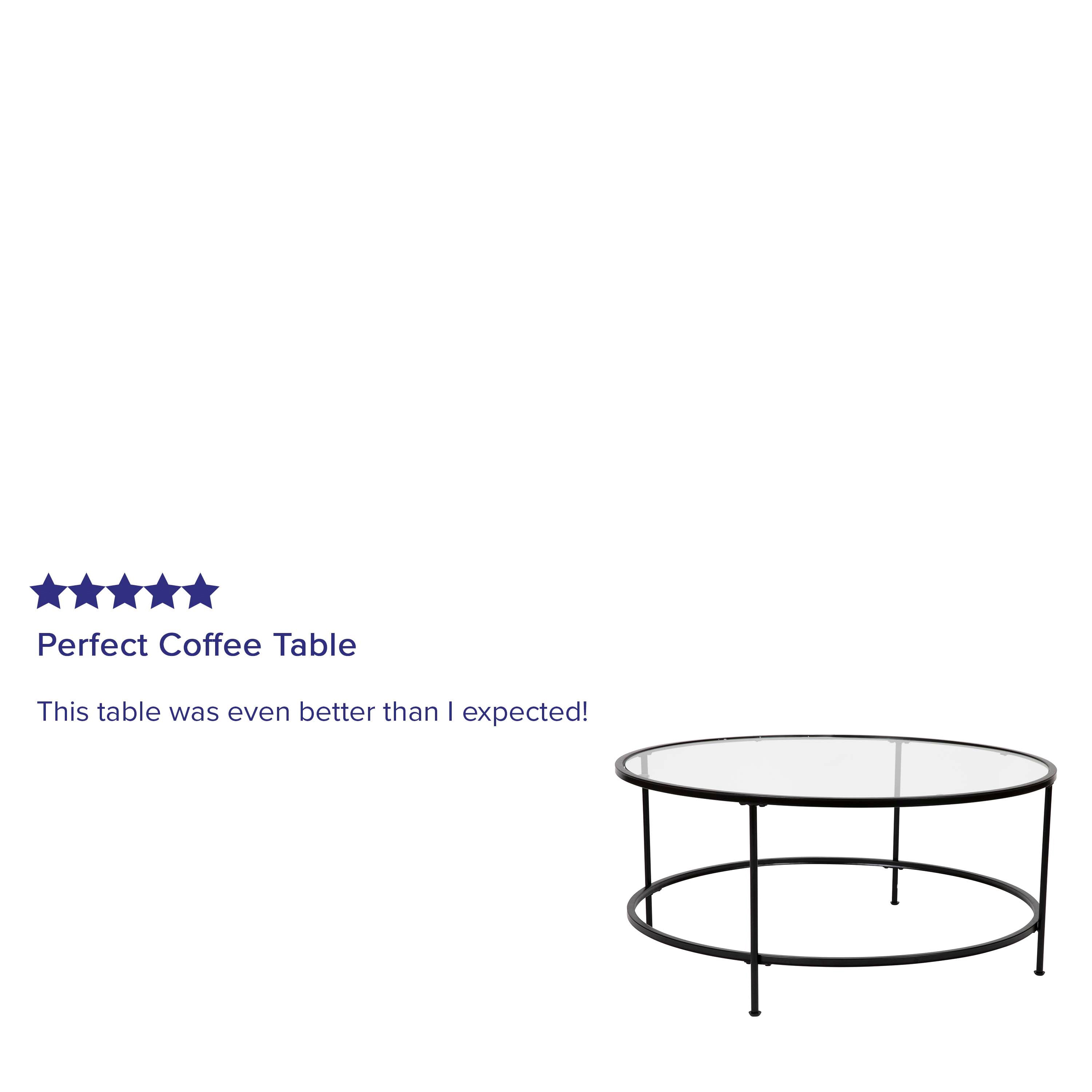 Astoria Collection Round Coffee Table - Modern Glass Coffee Table with Metal Frame