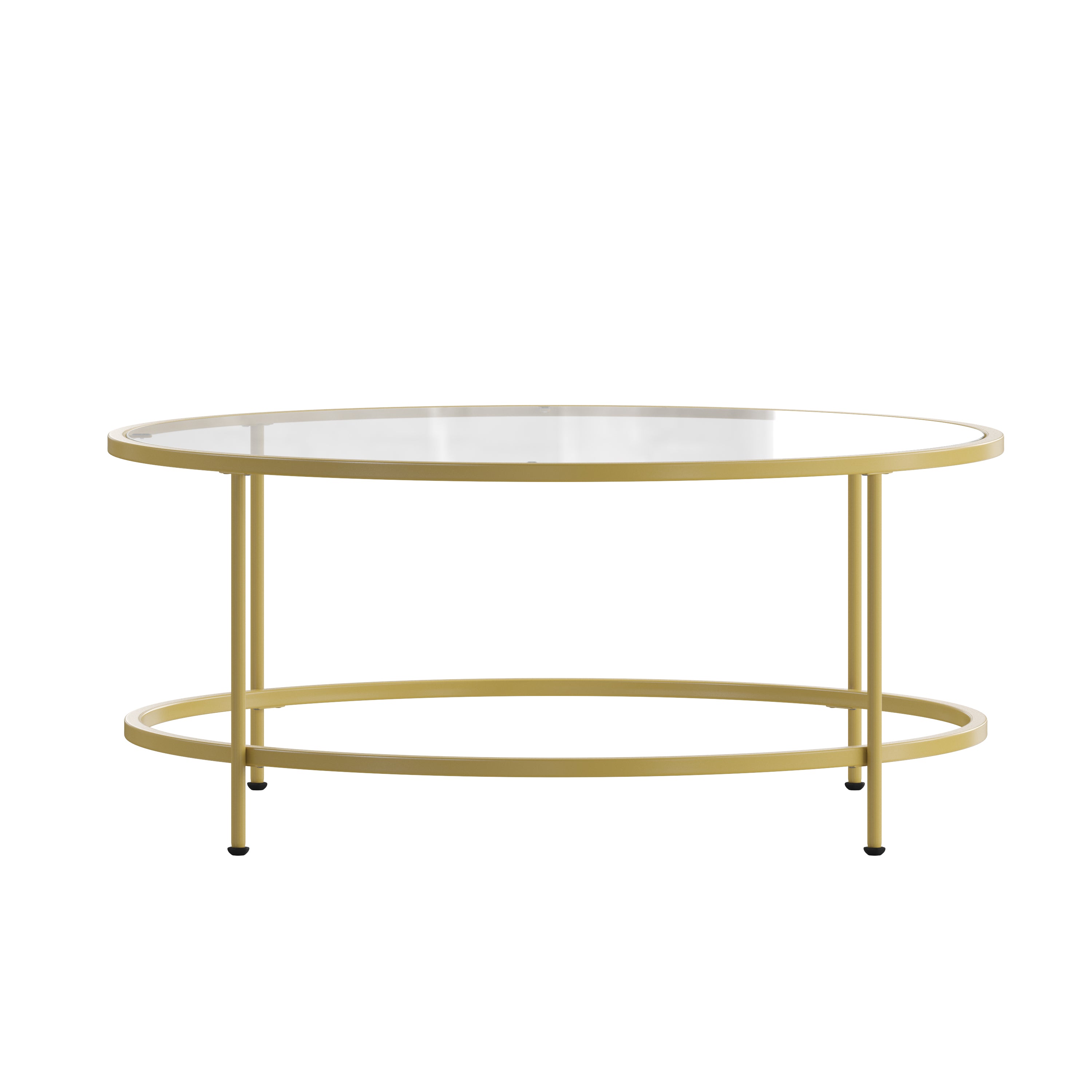 Astoria Collection Round Coffee Table - Modern Glass Coffee Table with Metal Frame