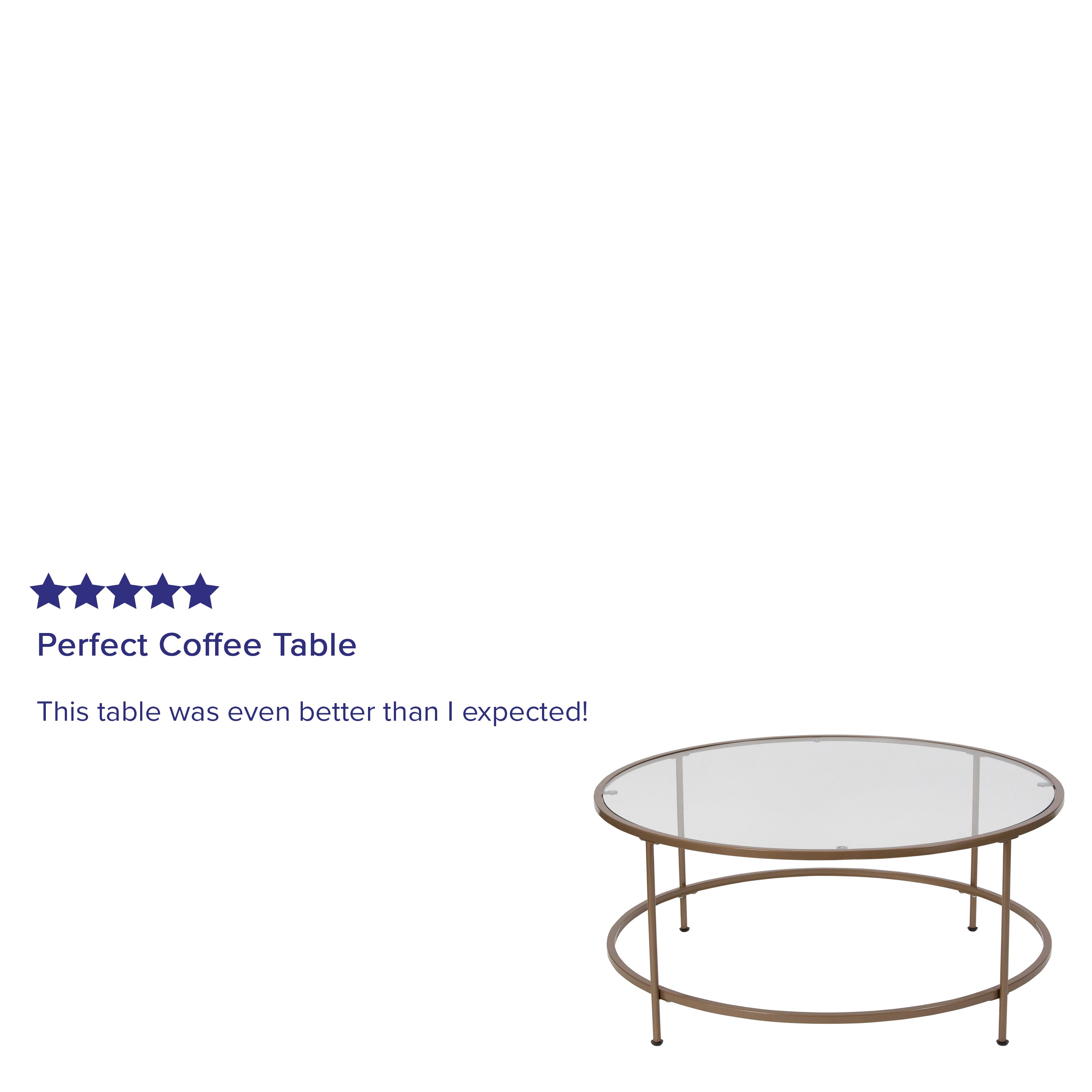 Astoria Collection Round Coffee Table - Modern Glass Coffee Table with Metal Frame