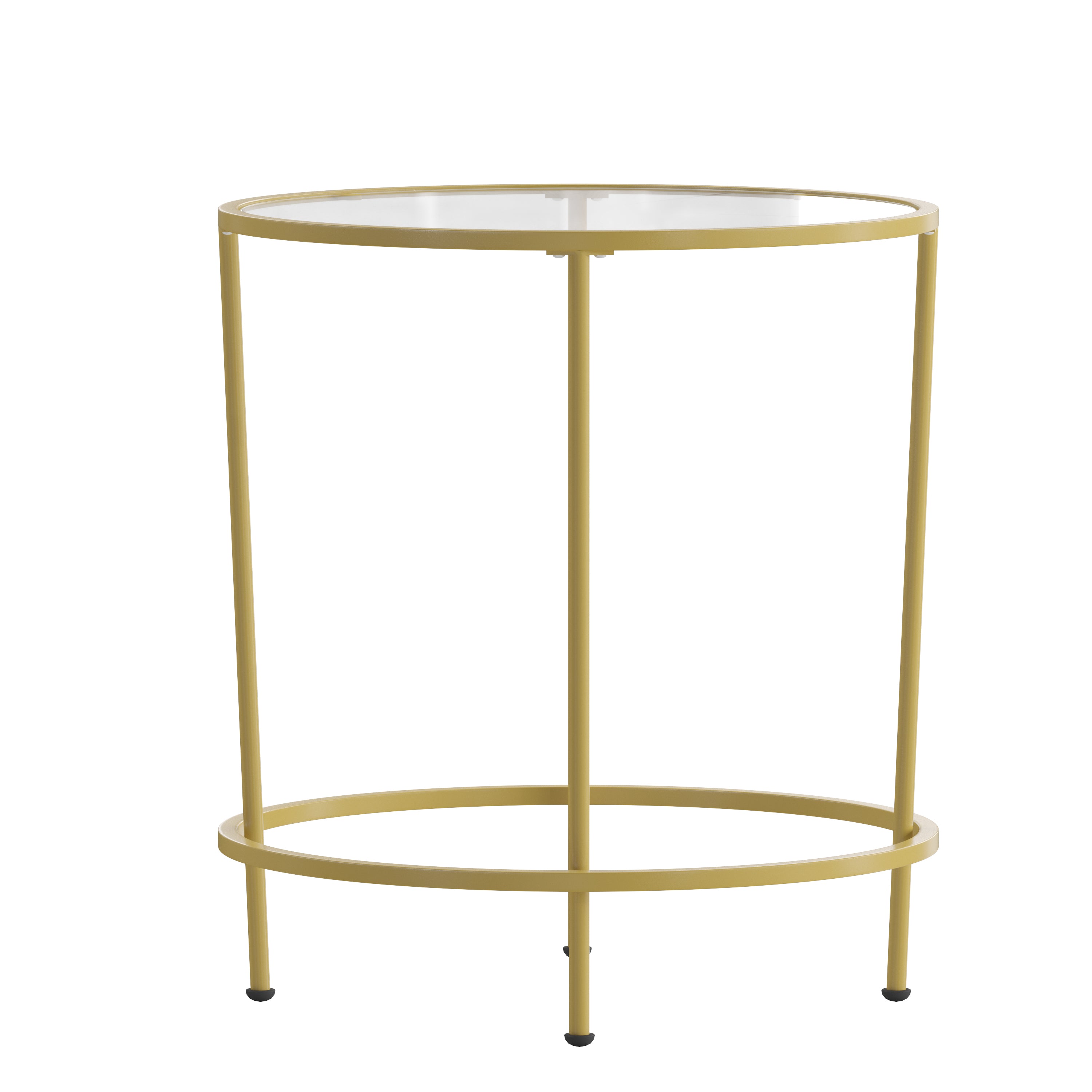 Astoria Collection Round End Table, Modern Glass Accent Table with Metal Frame-End Table-Flash Furniture-Wall2Wall Furnishings