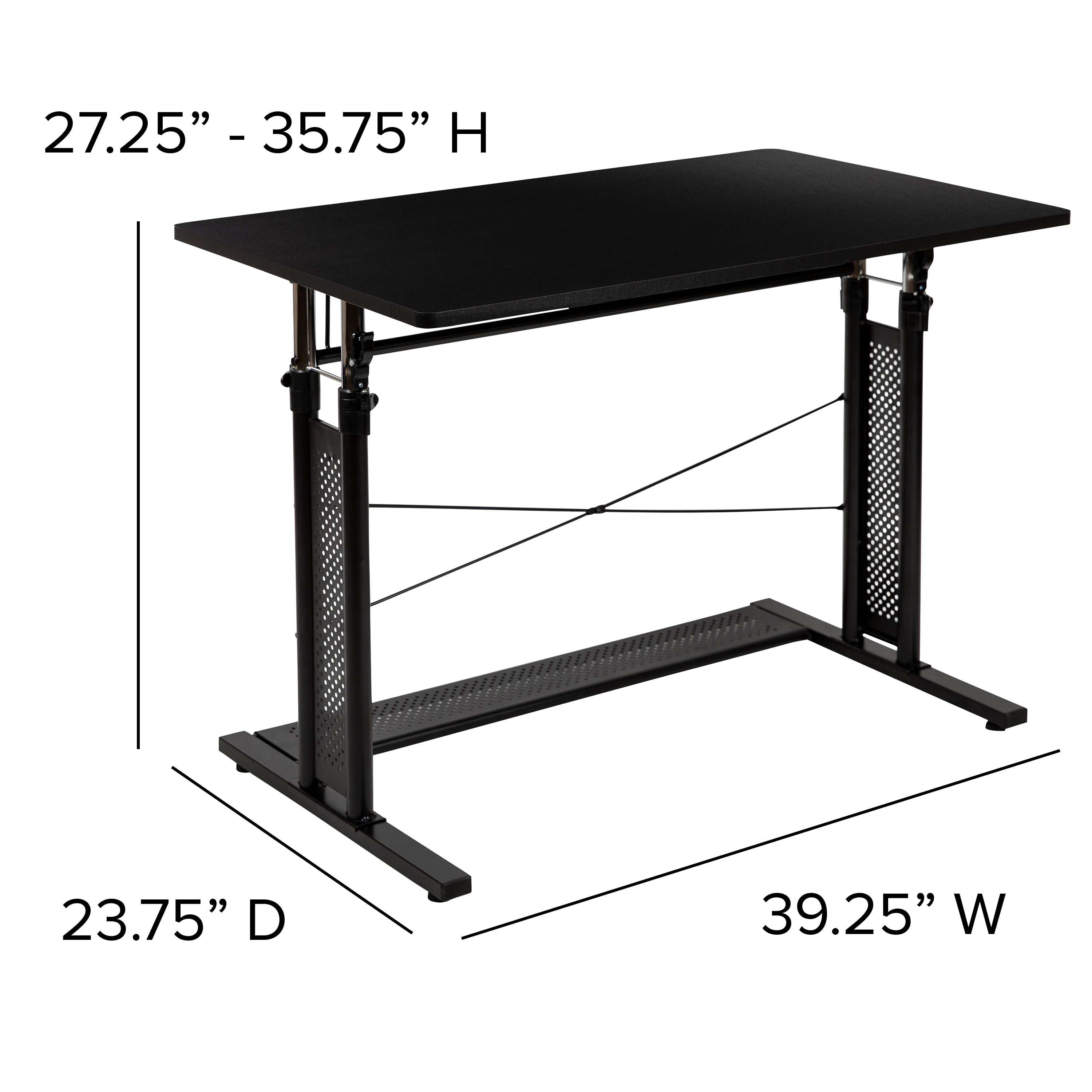 Height Adjustable (27.25-35.75"H) Sit to Stand Home Office Desk