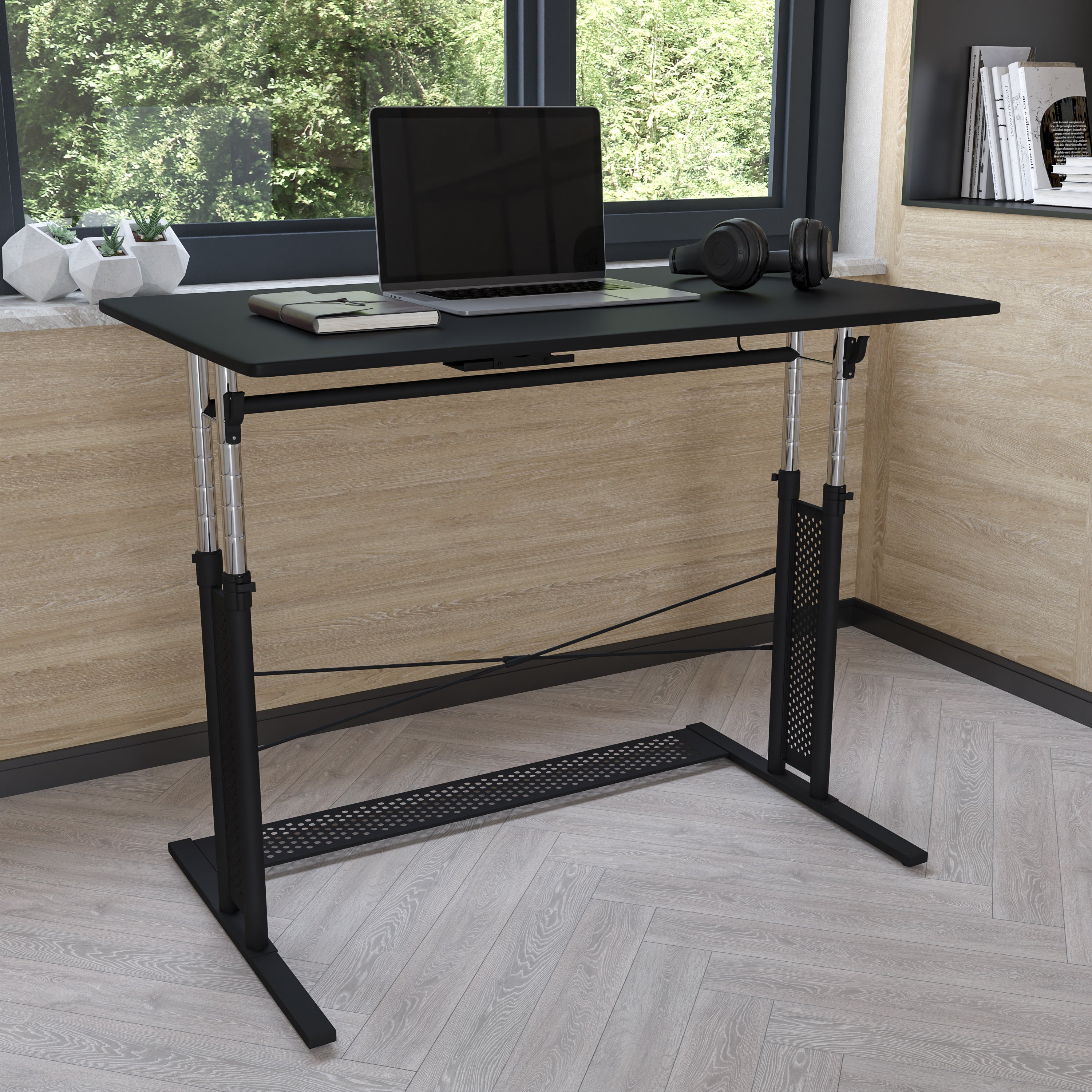 Height Adjustable (27.25-35.75"H) Sit to Stand Home Office Desk