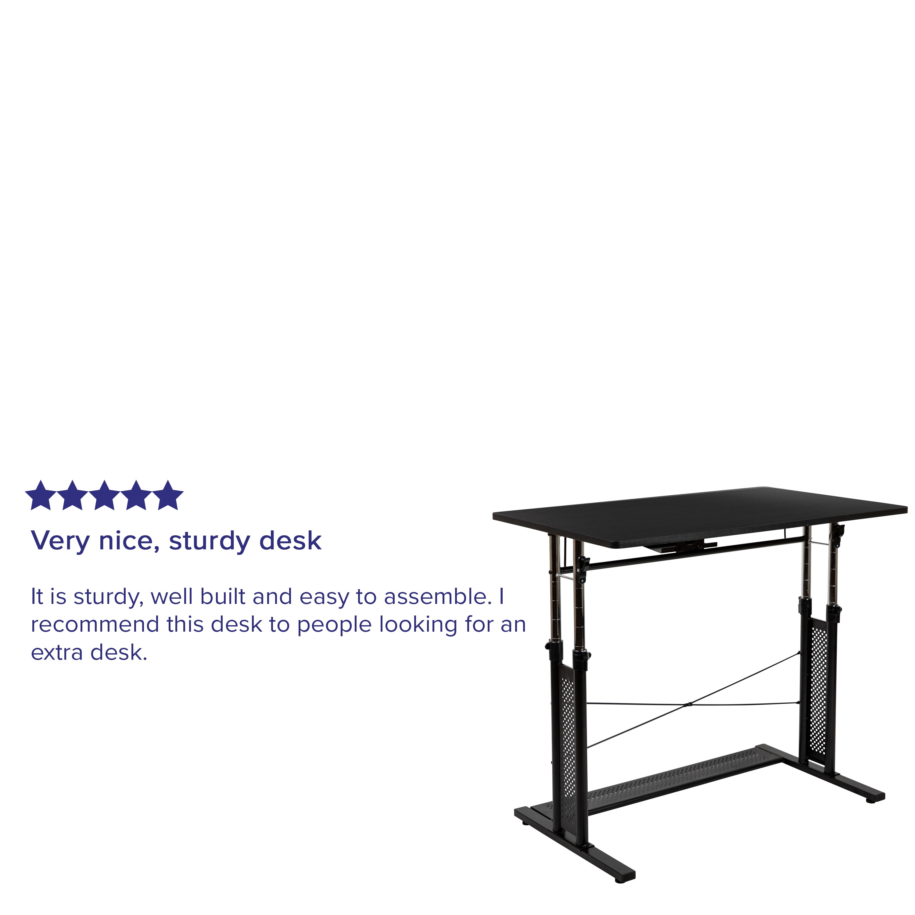 Height Adjustable (27.25-35.75"H) Sit to Stand Home Office Desk