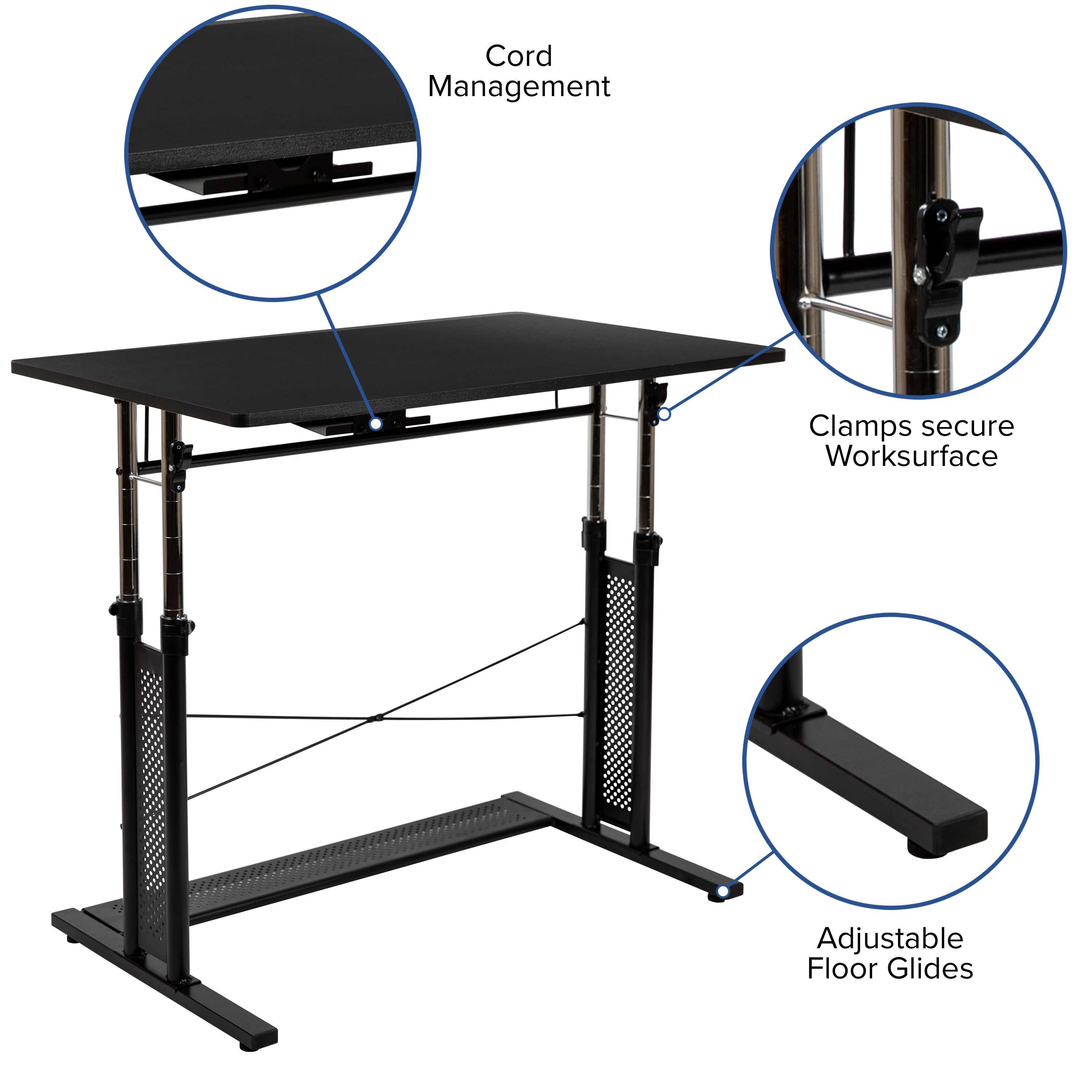 Height Adjustable (27.25-35.75"H) Sit to Stand Home Office Desk