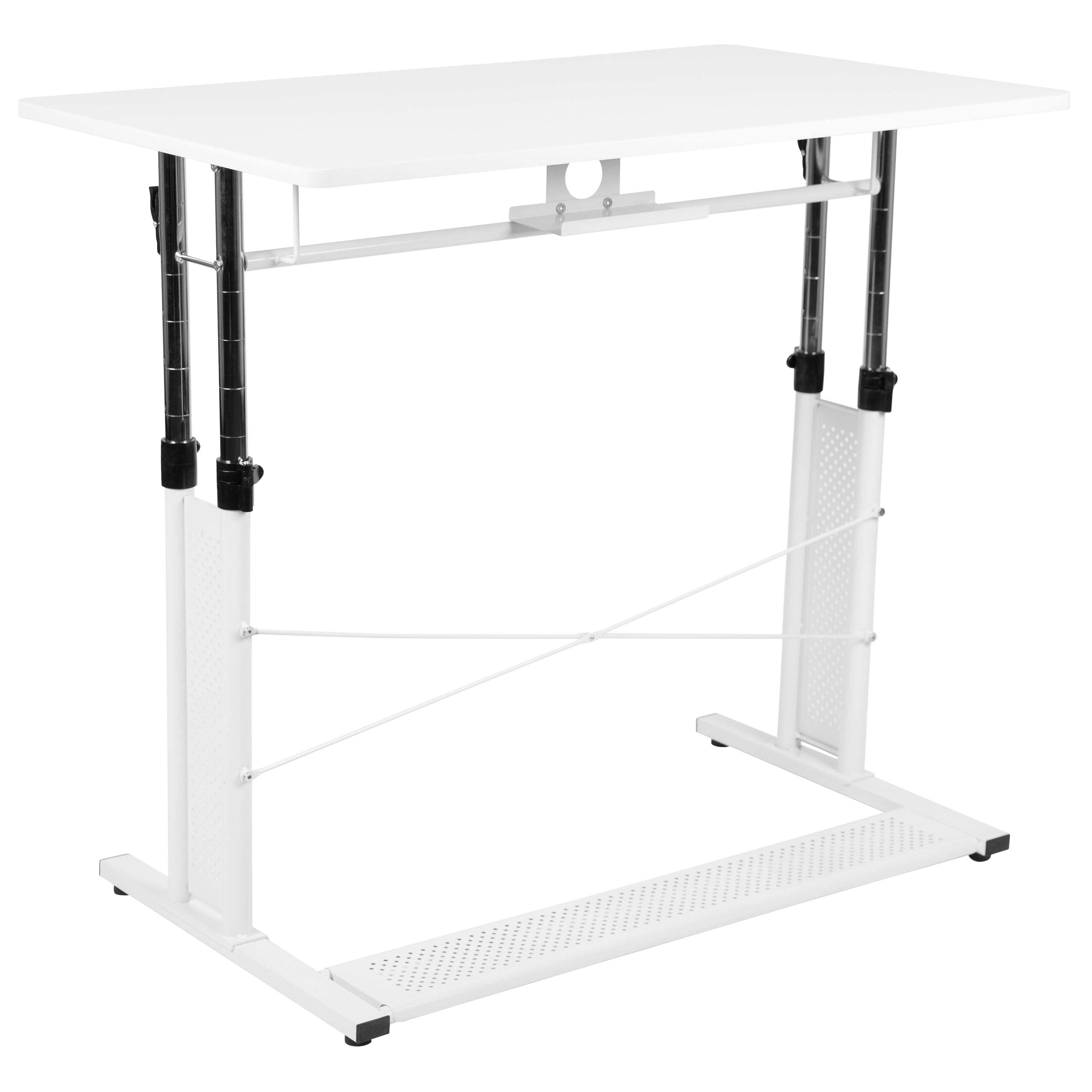 Height Adjustable (27.25-35.75"H) Sit to Stand Home Office Desk-Desk-Flash Furniture-Wall2Wall Furnishings