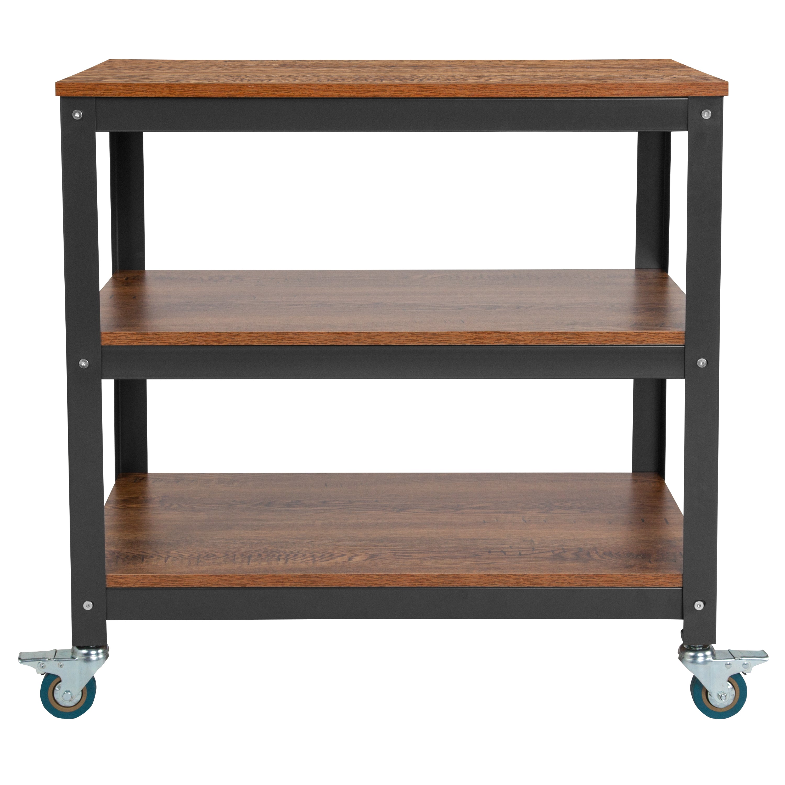 Livingston Collection 30"W Rolling Storage Cart with Metal Wheels-Bookcase-Flash Furniture-Wall2Wall Furnishings