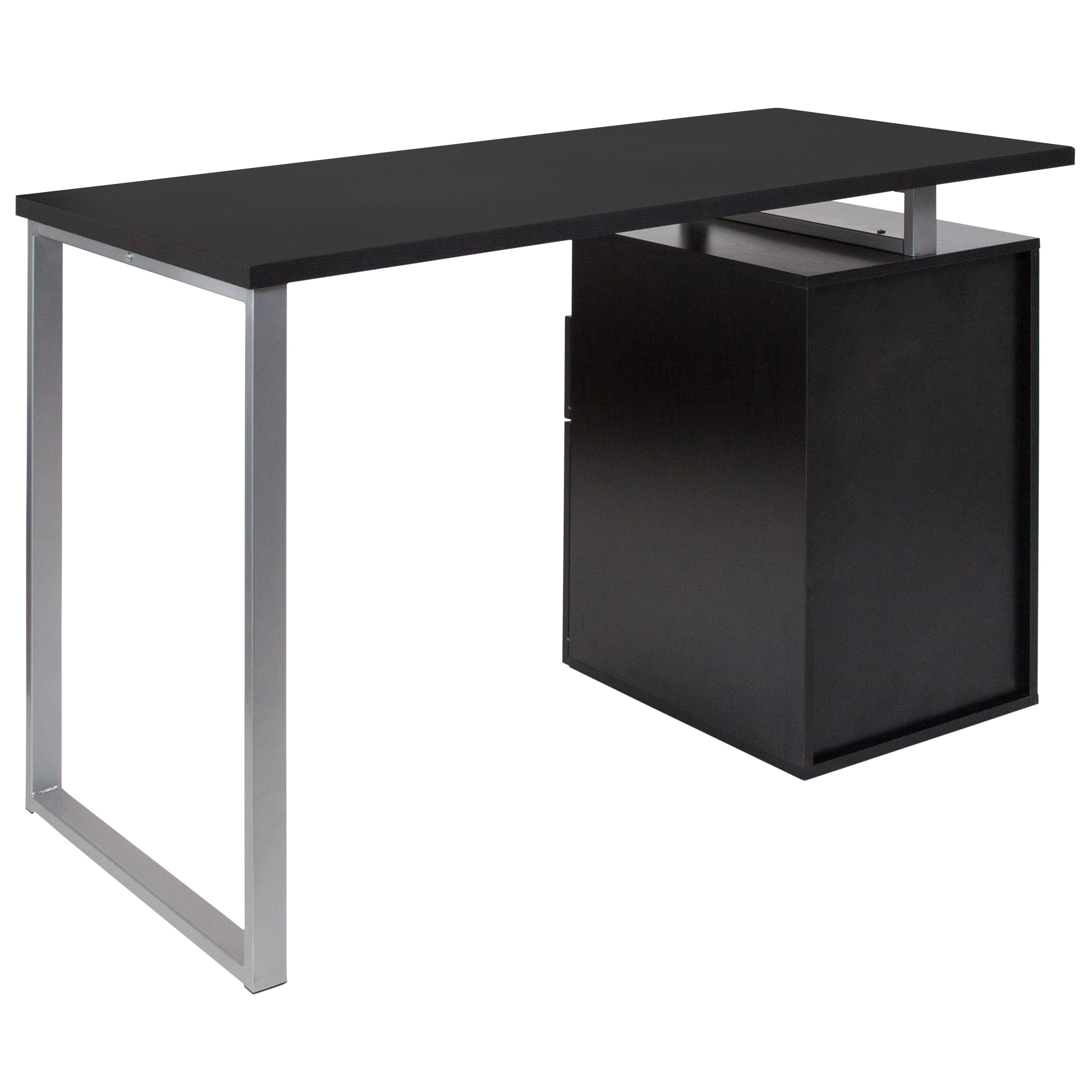 Harwood Desk with Two Drawers and Metal Frame-Desk-Flash Furniture-Wall2Wall Furnishings