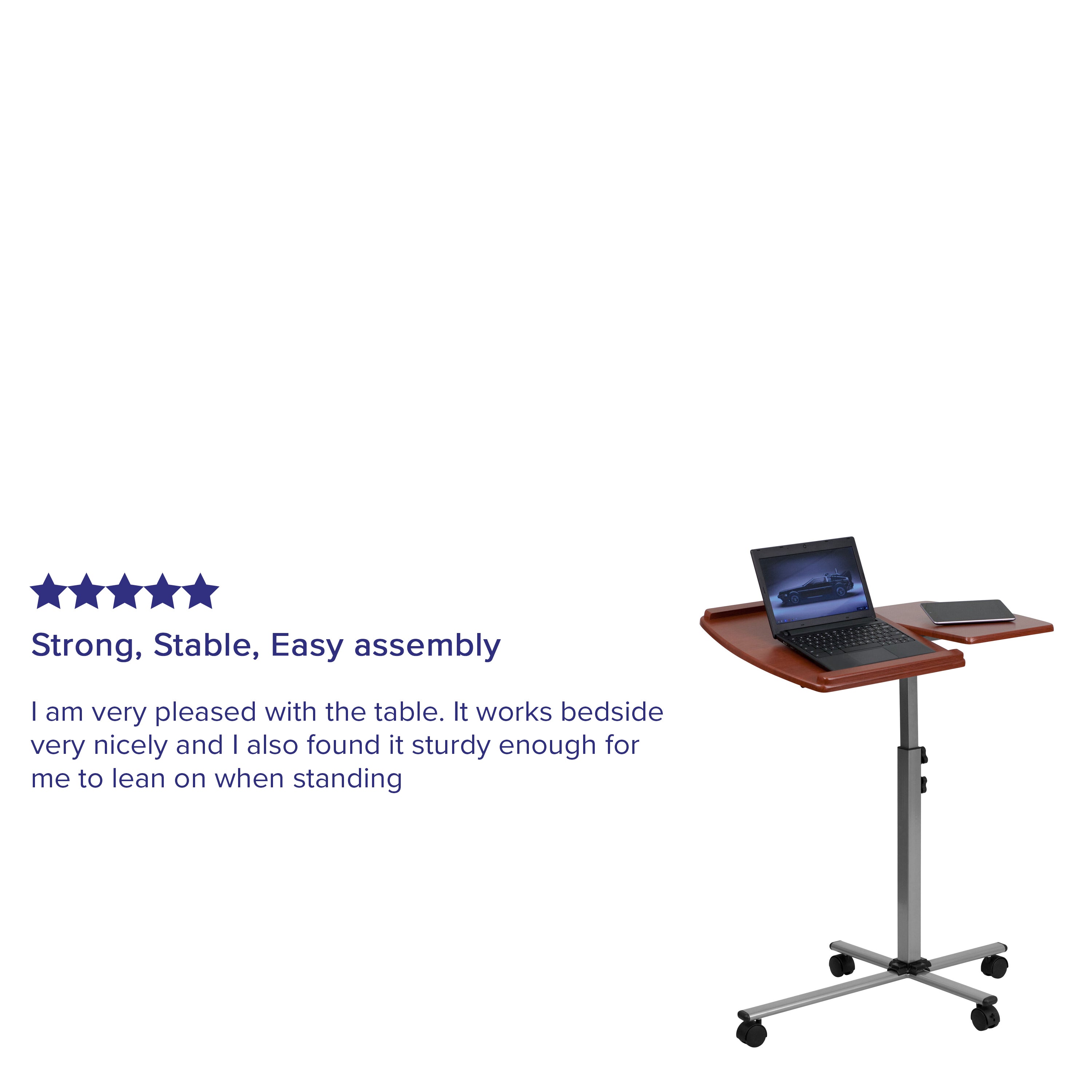 Angle and Height Adjustable Mobile Laptop Computer Table with Top