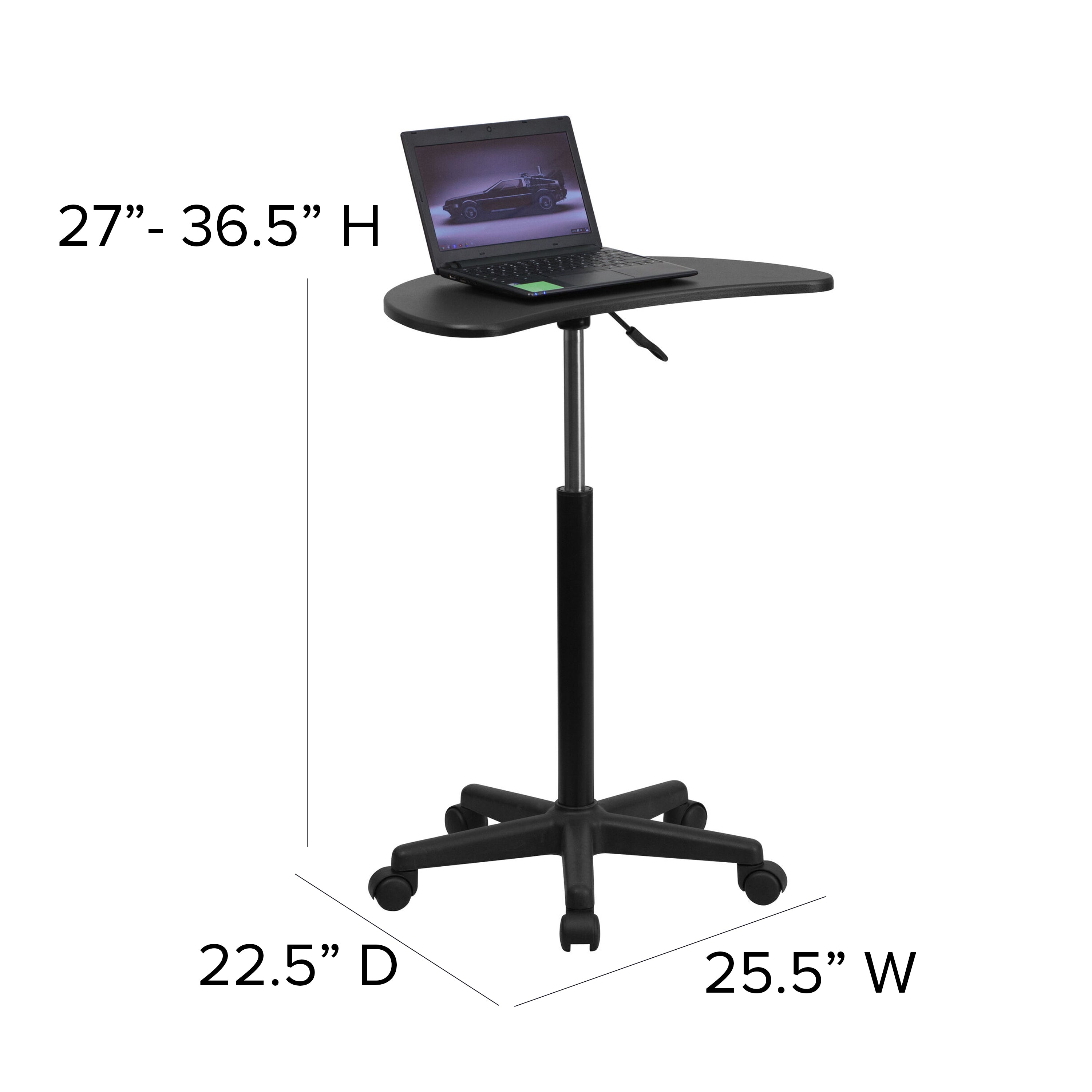 Sit to Stand Mobile Laptop Computer Desk - Portable Rolling Standing Desk-Desk-Flash Furniture-Wall2Wall Furnishings