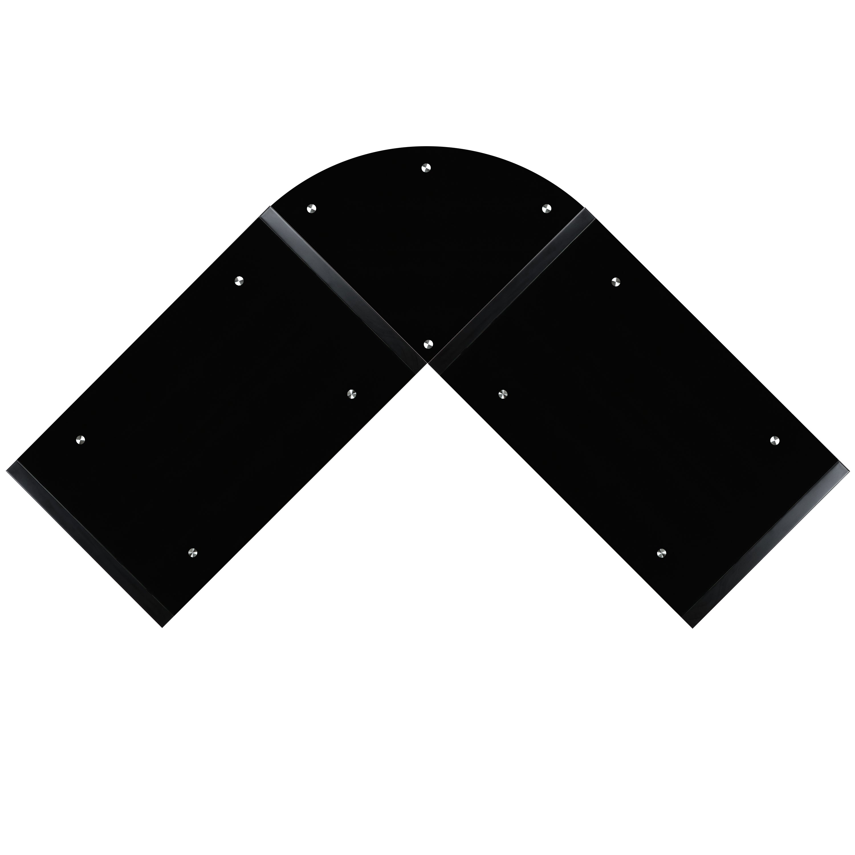 Glass L-Shape Corner Computer Desk with Pull-Out Keyboard Tray