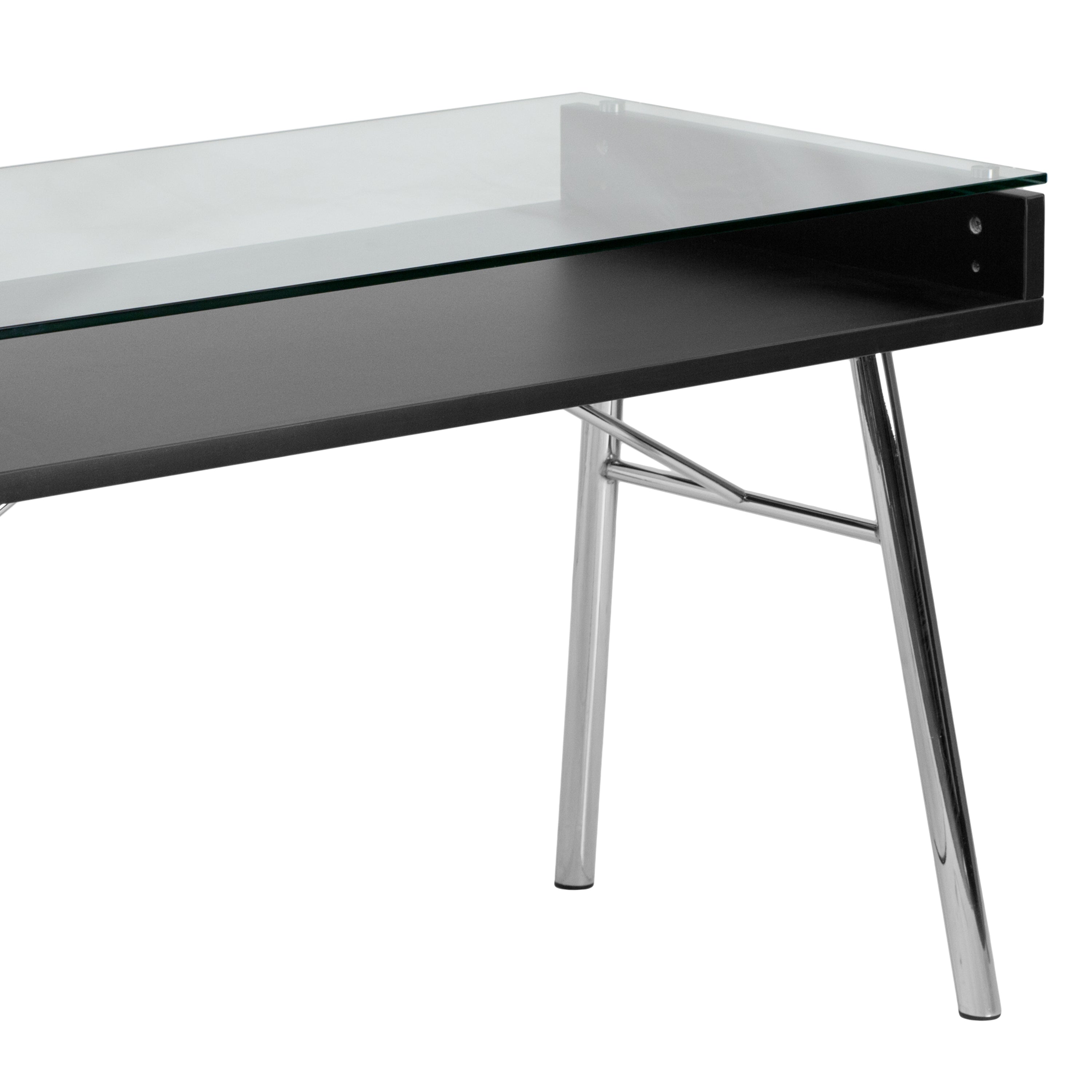 Brettford Desk with Tempered Glass Top-Desk-Flash Furniture-Wall2Wall Furnishings