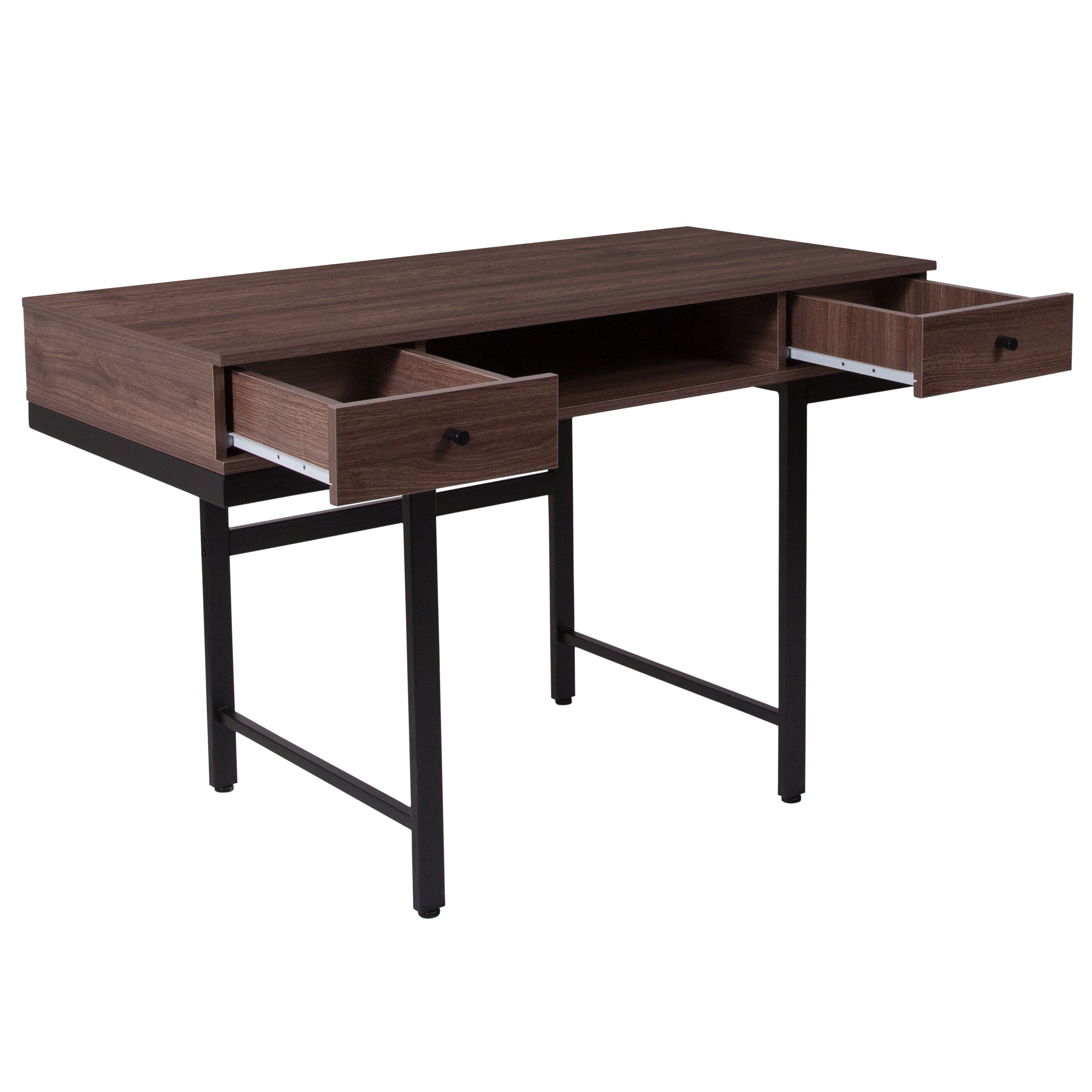 Bartlett Desk with Drawers and Black Metal Legs-Desk-Flash Furniture-Wall2Wall Furnishings