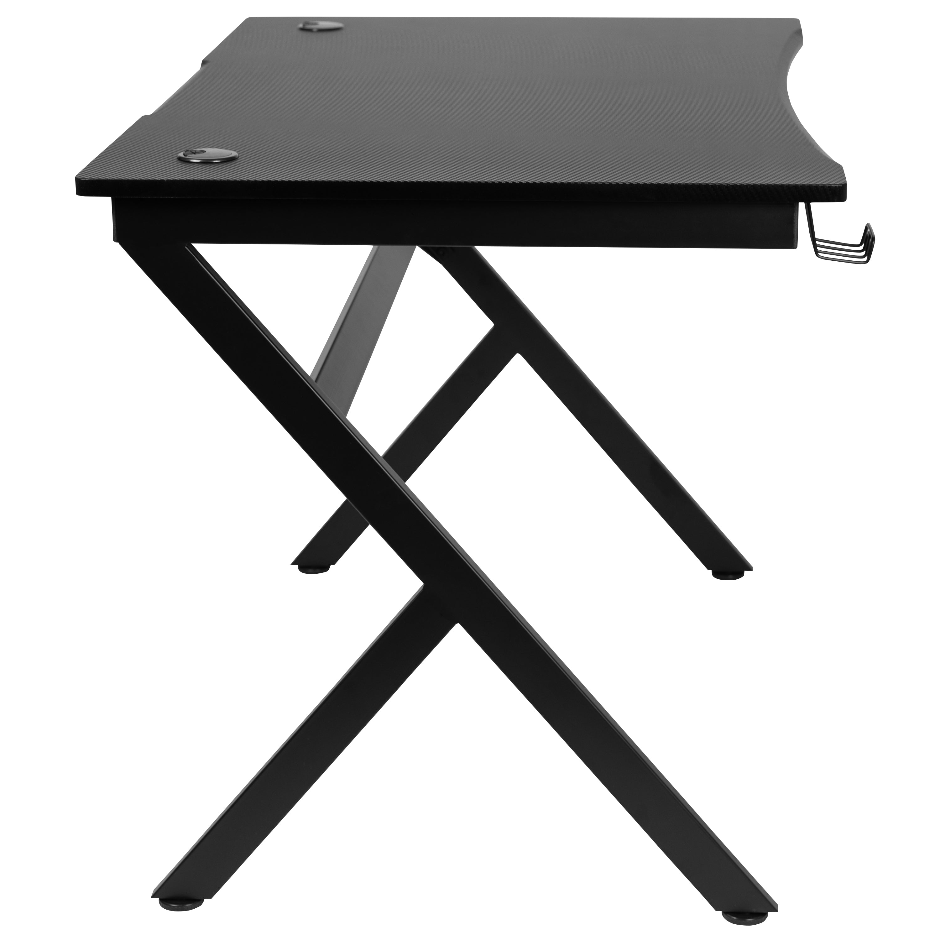 Gaming Desk 45.25" x 29" Computer Table Gamer Workstation with Headphone Holder and 2 Cable Management Holes-Desk-Flash Furniture-Wall2Wall Furnishings