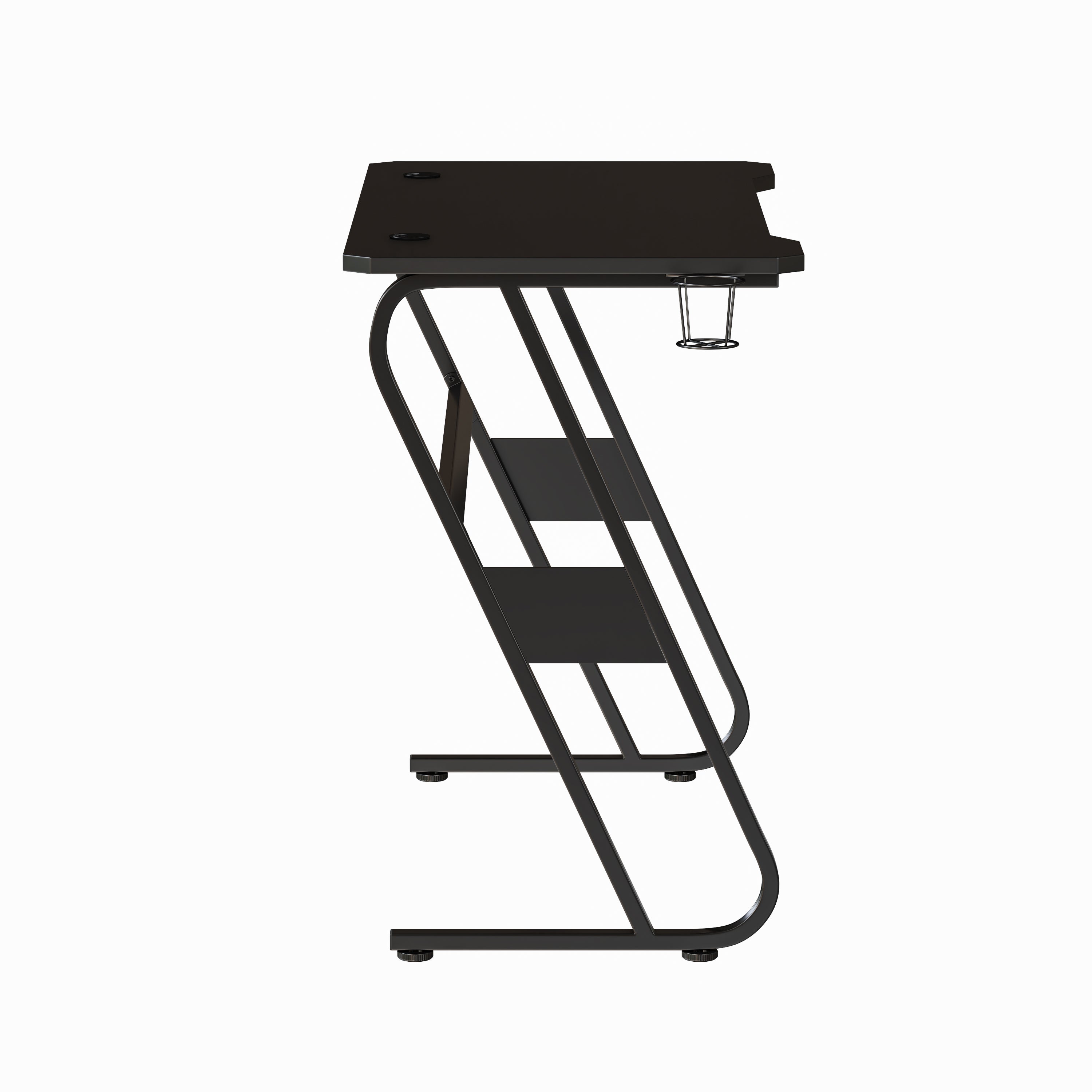 Gaming Ergonomic Desk with Cup Holder and Headphone Hook