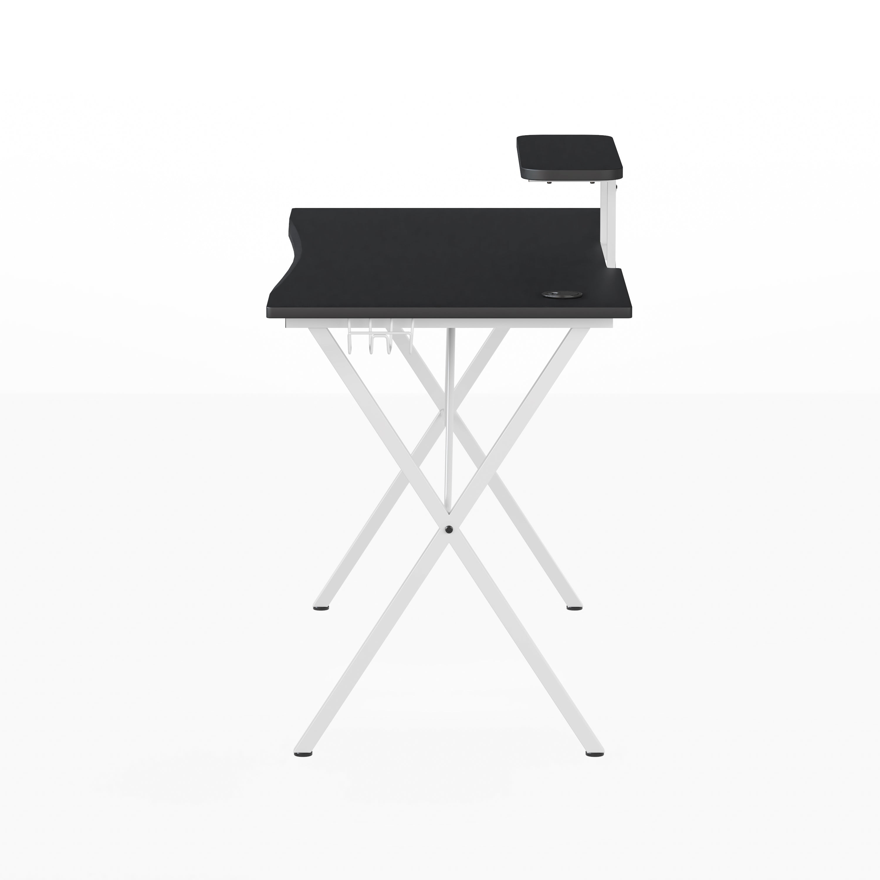 Gaming Desk with Cup Holder, Headphone Hook, and Monitor/Smartphone Stand