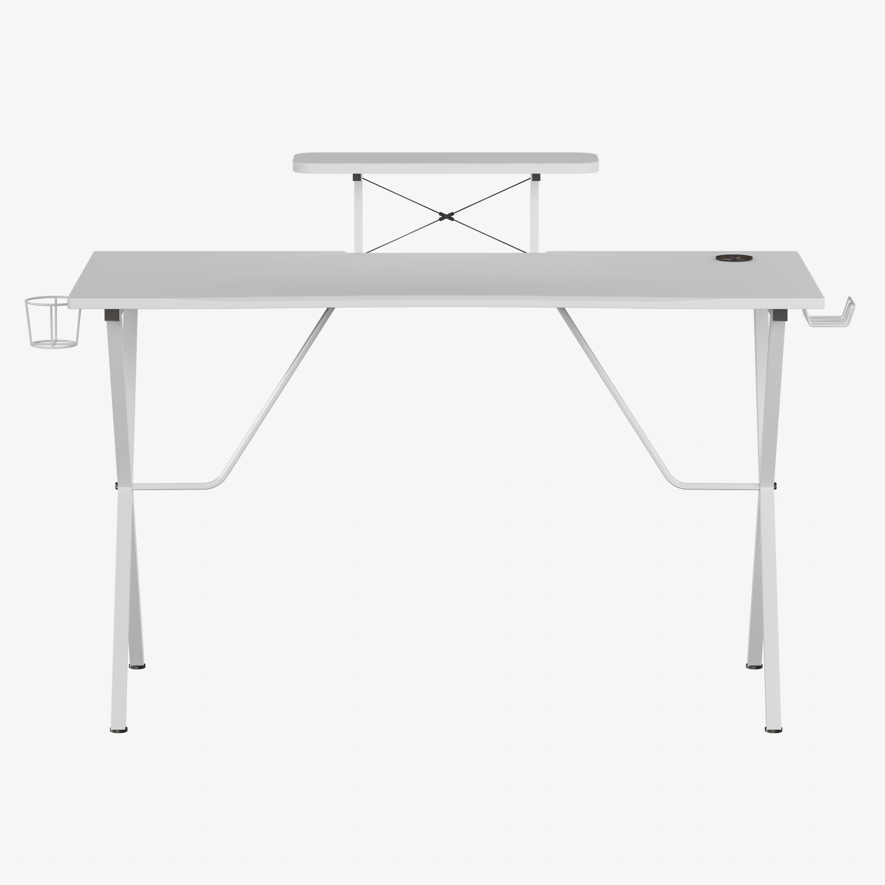 Gaming Desk with Cup Holder, Headphone Hook, and Monitor/Smartphone Stand