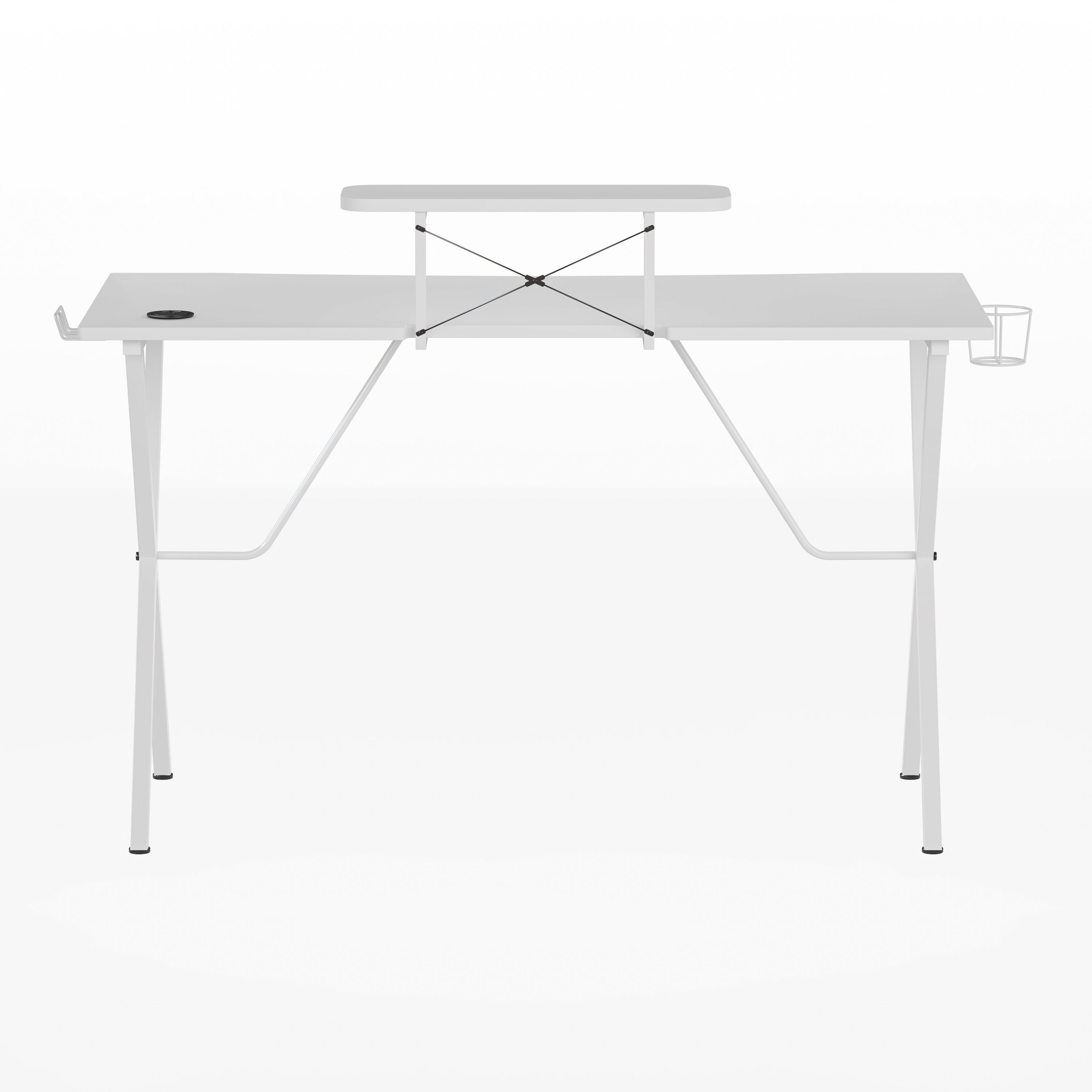 Gaming Desk with Cup Holder, Headphone Hook, and Monitor/Smartphone Stand