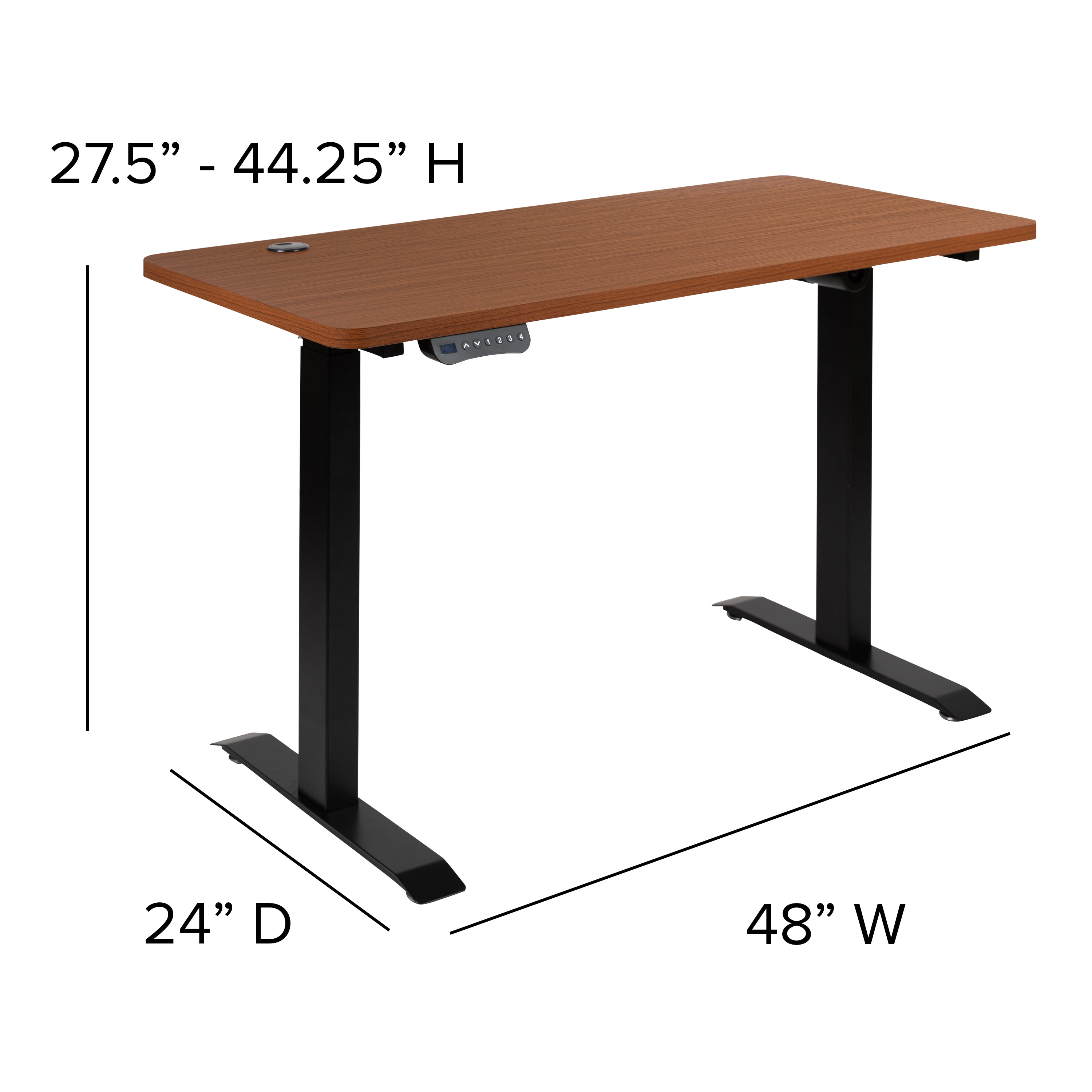 Electric Height Adjustable Standing Desk - Table Top 48" Wide - 24" Deep