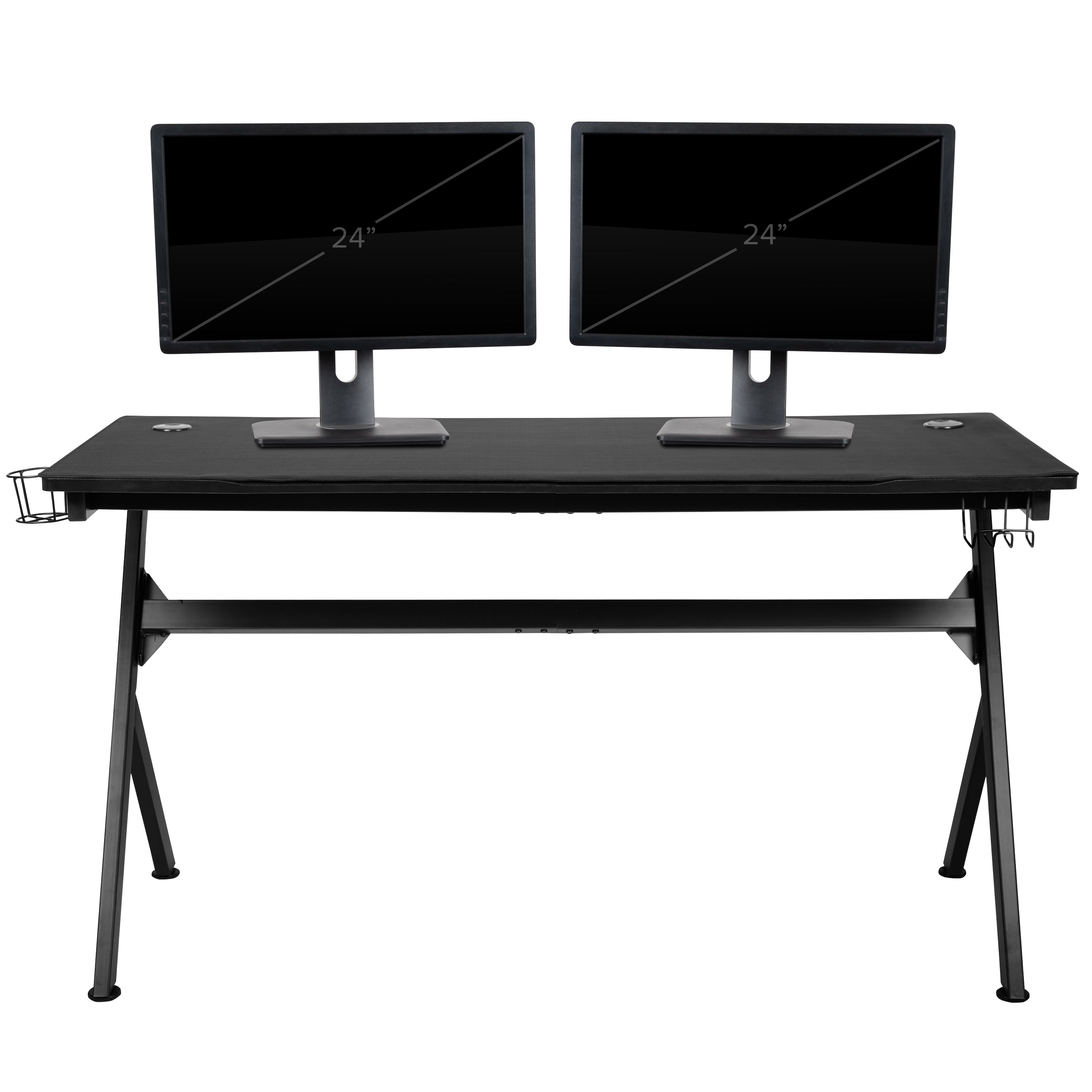 55" x 24" Extra Large Gaming Desk with Headphone Hook and Cup Holder - Free Mouse Pad-Desk-Flash Furniture-Wall2Wall Furnishings