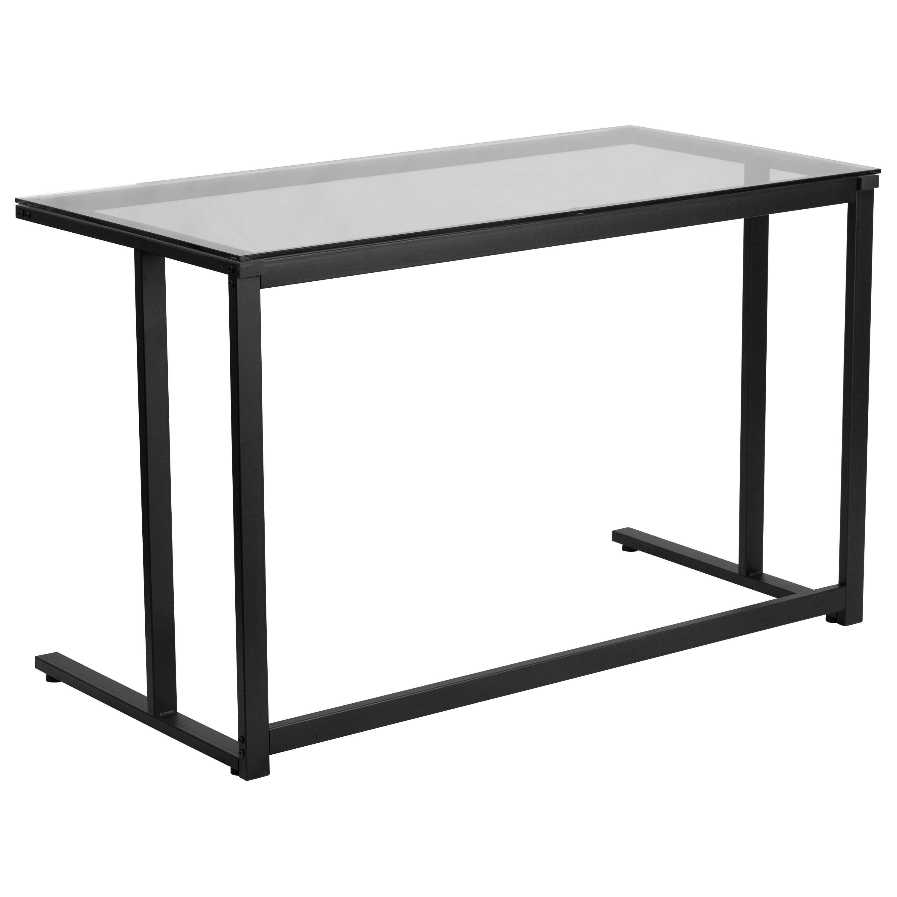 Glass Desk with Pedestal Frame-Desk-Flash Furniture-Wall2Wall Furnishings