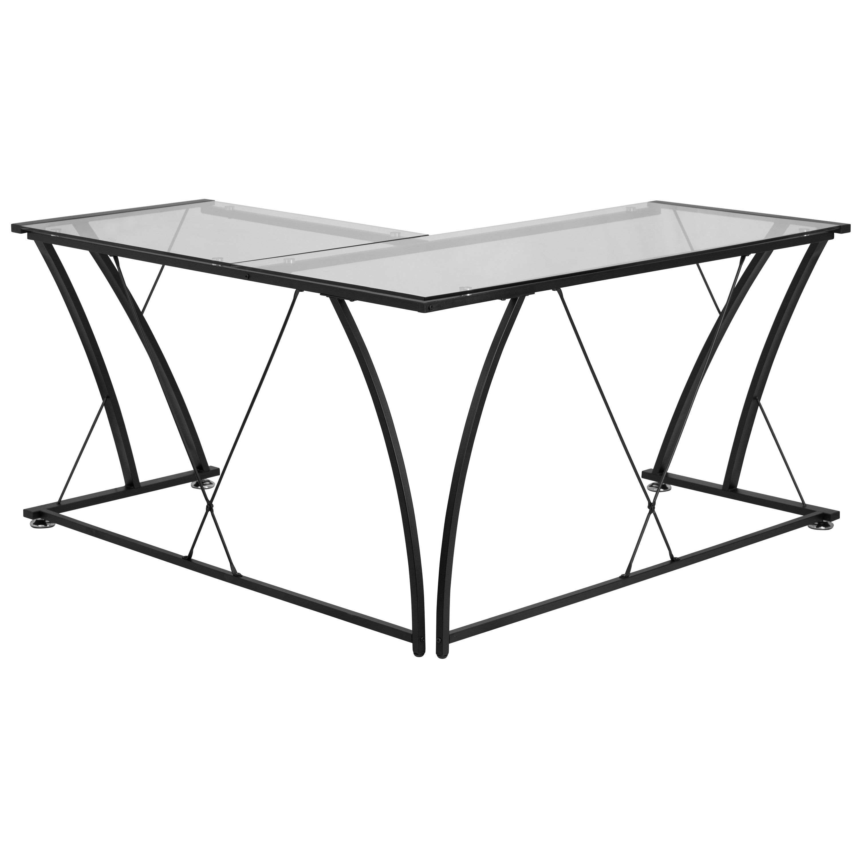 Glass L-Shape Computer Desk-Desk-Flash Furniture-Wall2Wall Furnishings