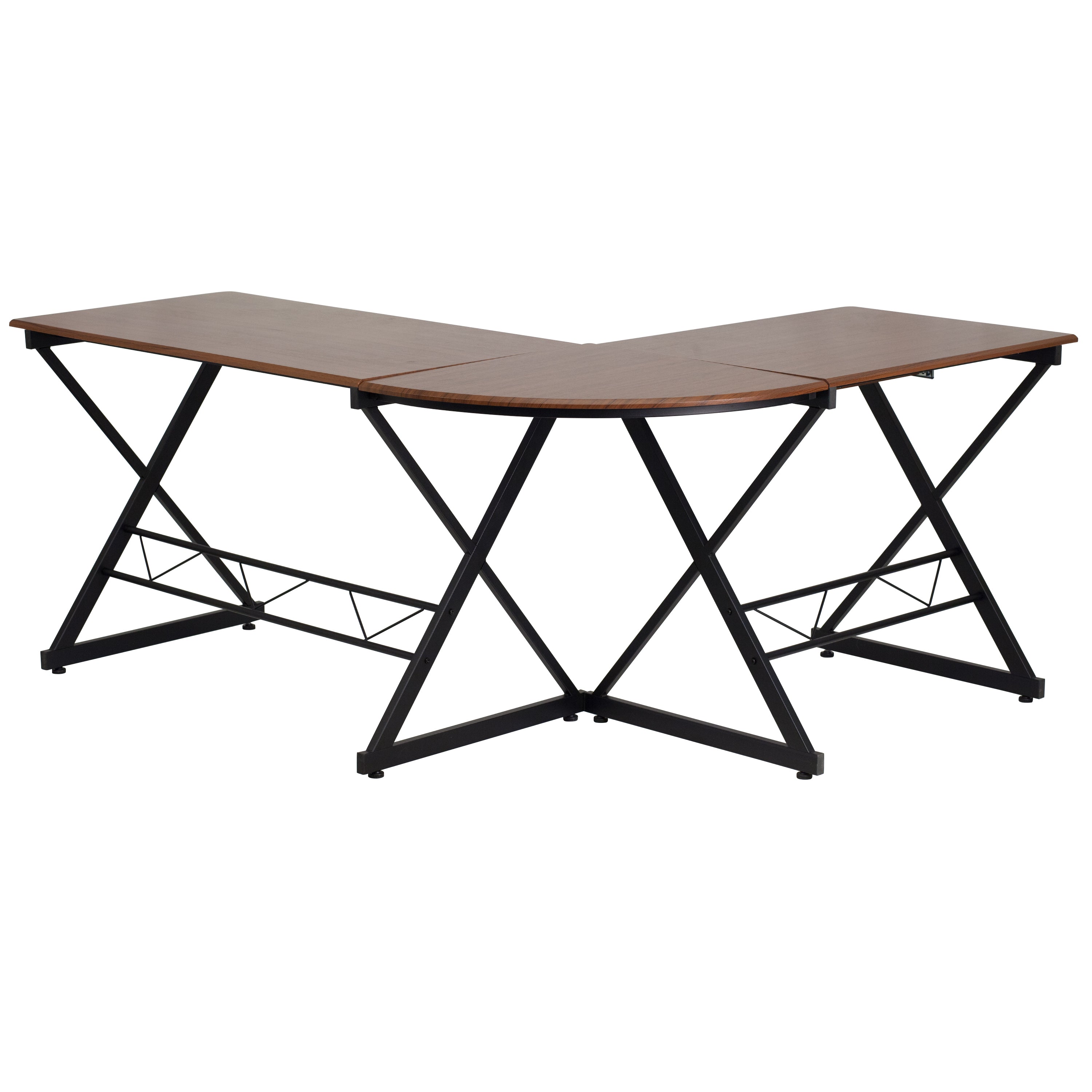 Laminate L-Shape Computer Desk with Pull-Out Keyboard Tray