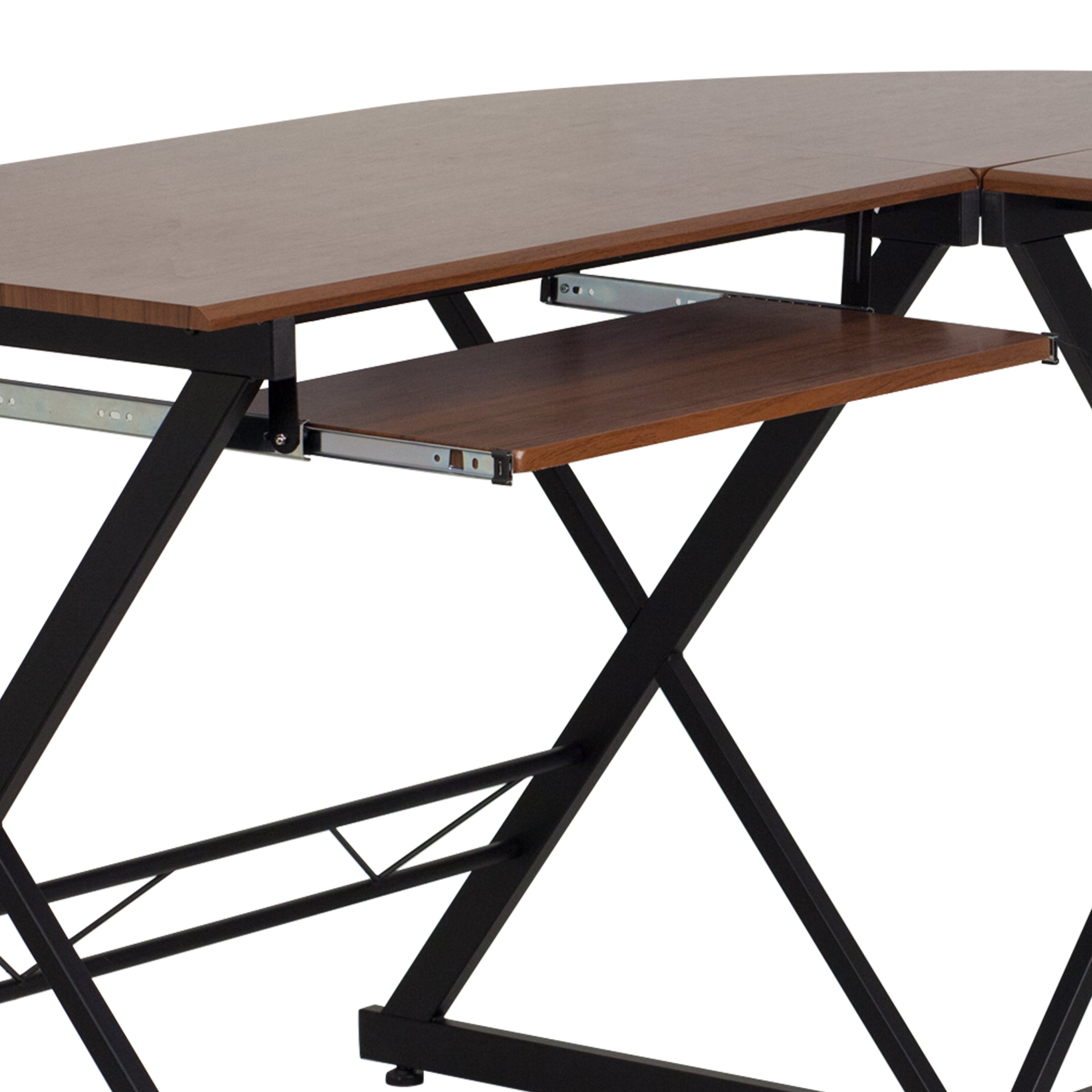 Laminate L-Shape Computer Desk with Pull-Out Keyboard Tray