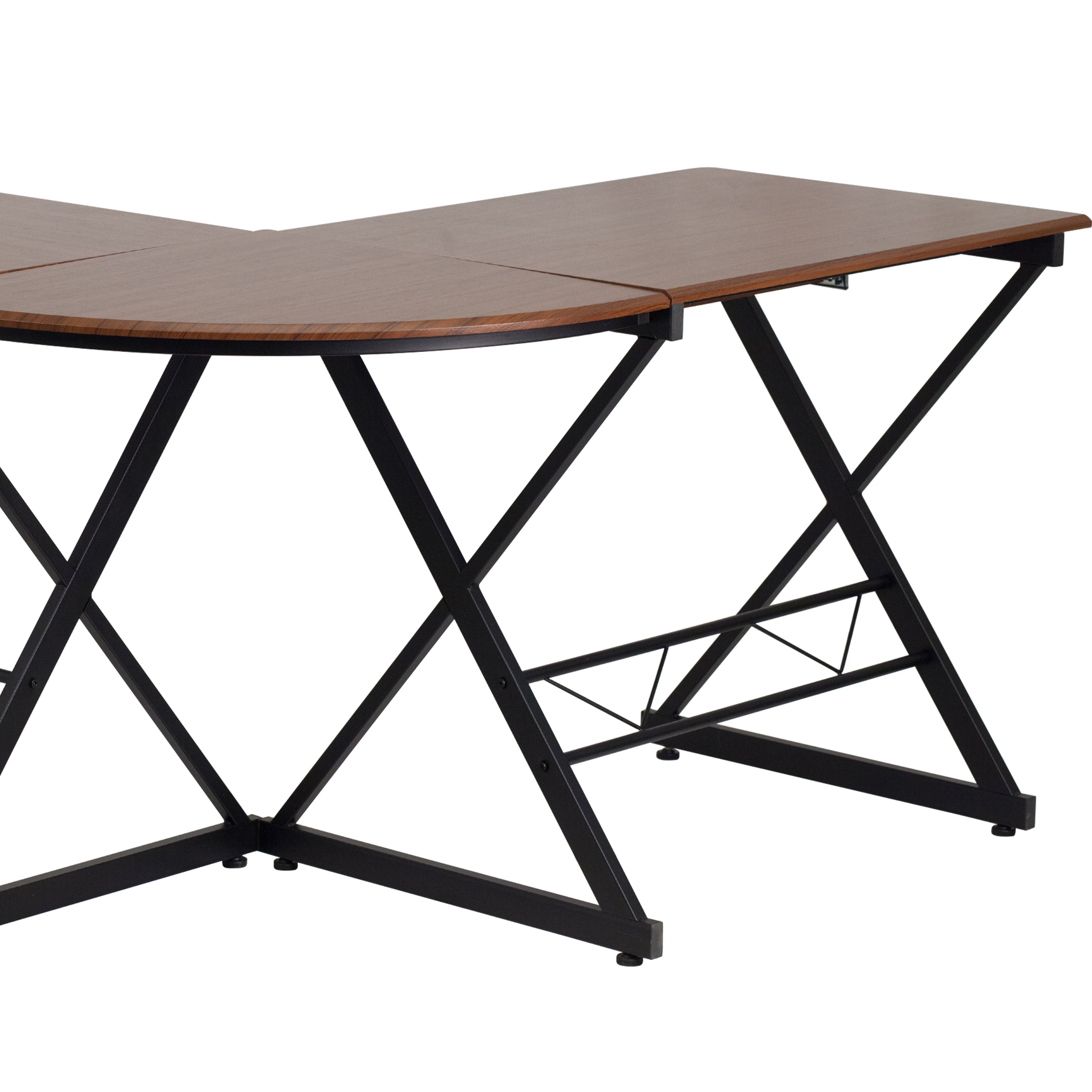 Laminate L-Shape Computer Desk with Pull-Out Keyboard Tray