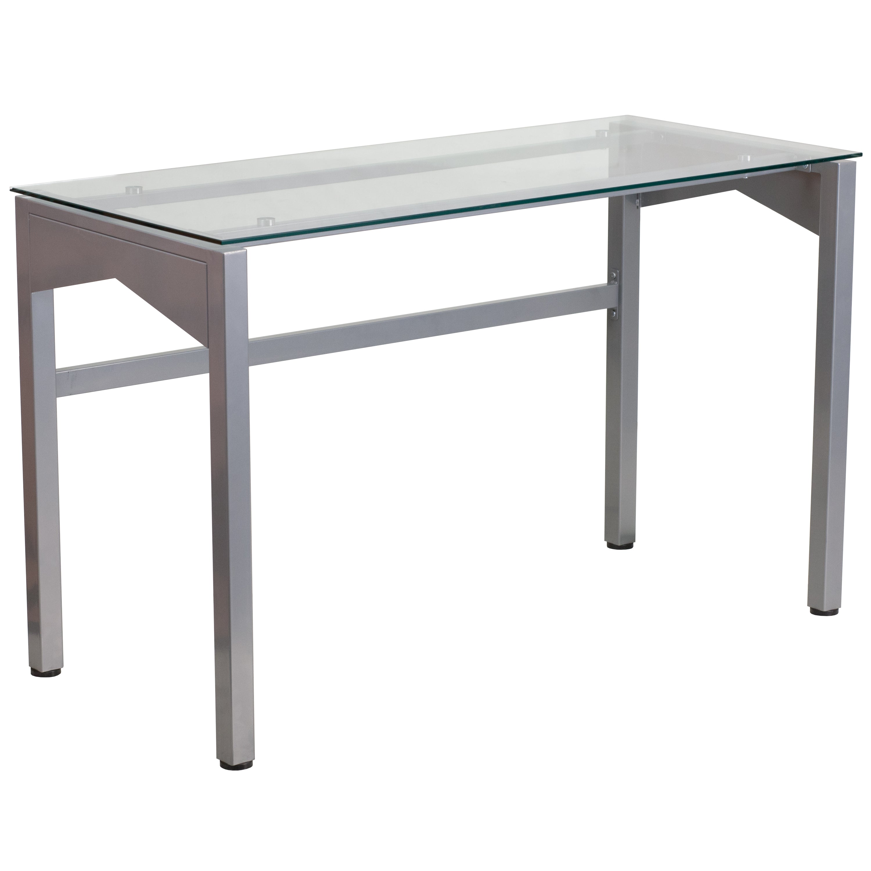 Contemporary Clear Tempered Glass Desk with Geometric Sides-Desk-Flash Furniture-Wall2Wall Furnishings
