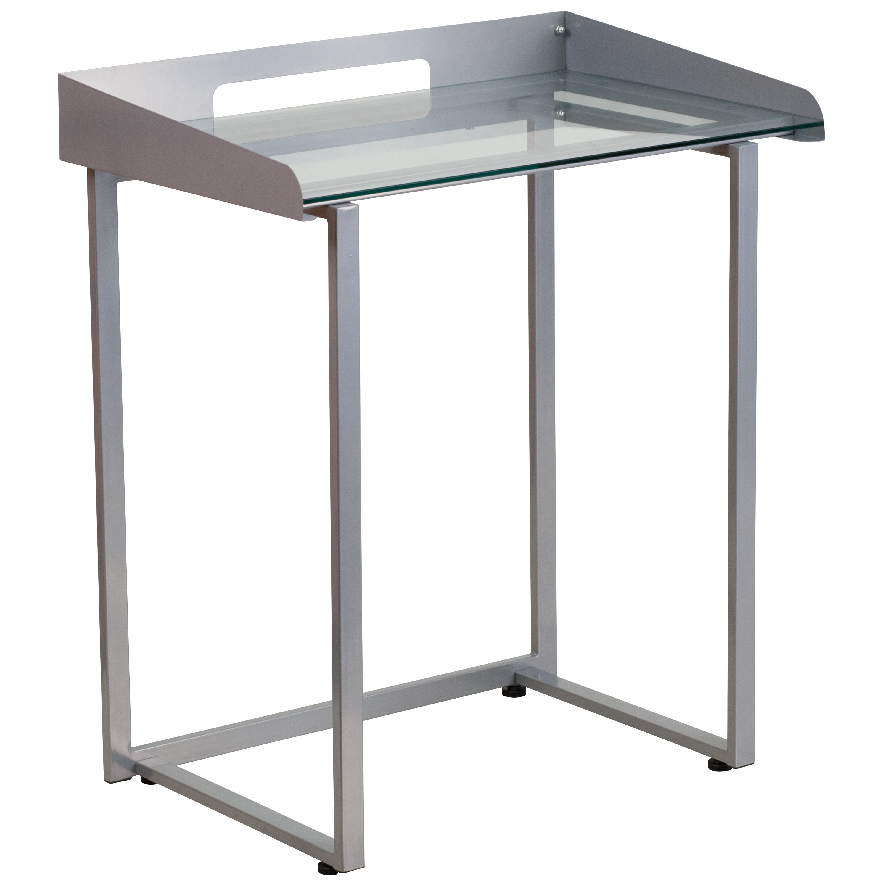 Contemporary Clear Tempered Glass Desk with Cable Management Border-Desk-Flash Furniture-Wall2Wall Furnishings