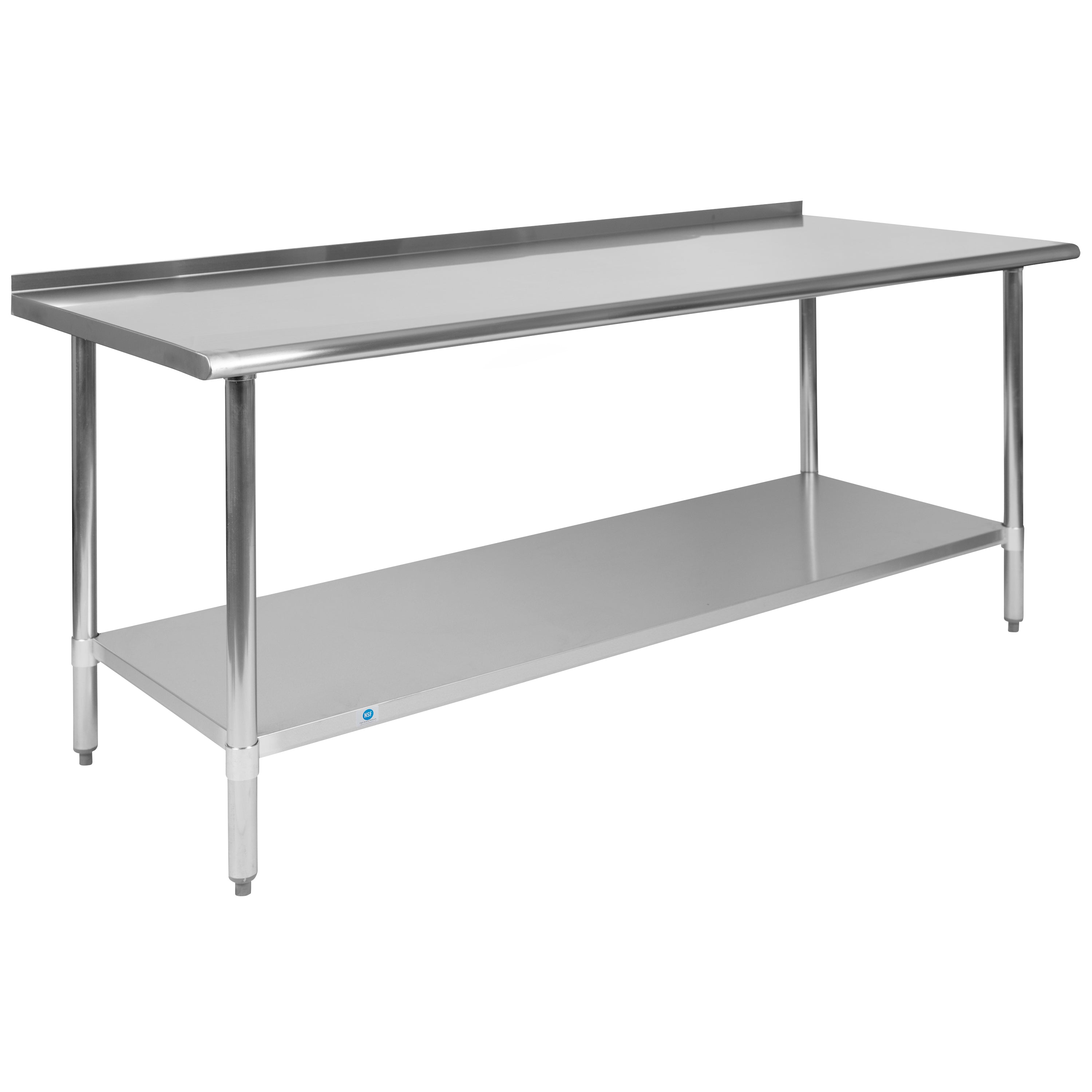 Stainless Steel 18 Gauge Prep and Work Table with 1.5" Backsplash and Undershelf, NSF-Worktable-Flash Furniture-Wall2Wall Furnishings