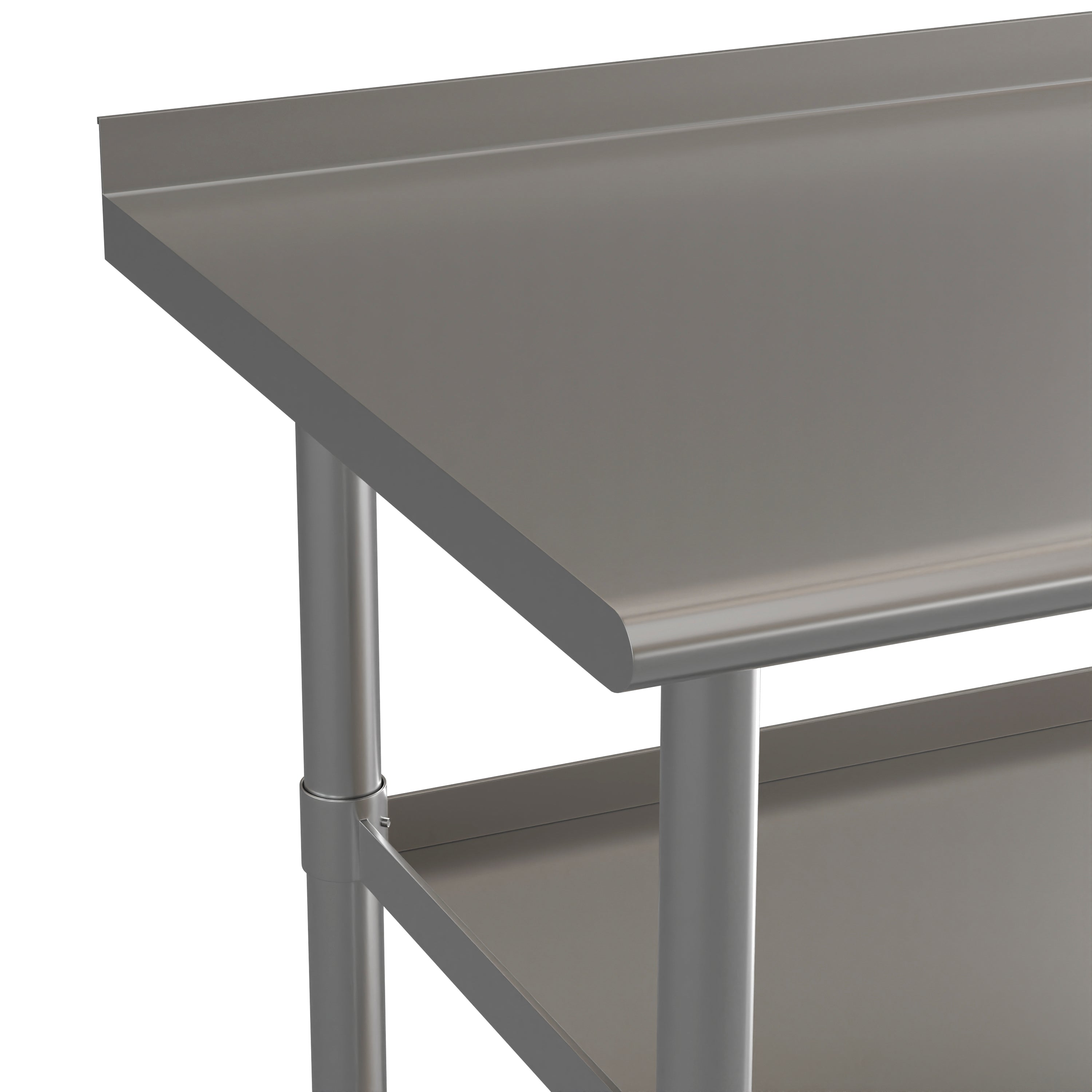 Stainless Steel 18 Gauge Work Table with 1.5" Backsplash and 2 Undershelves, NSF-Stainless Steel WorkTable-Flash Furniture-Wall2Wall Furnishings