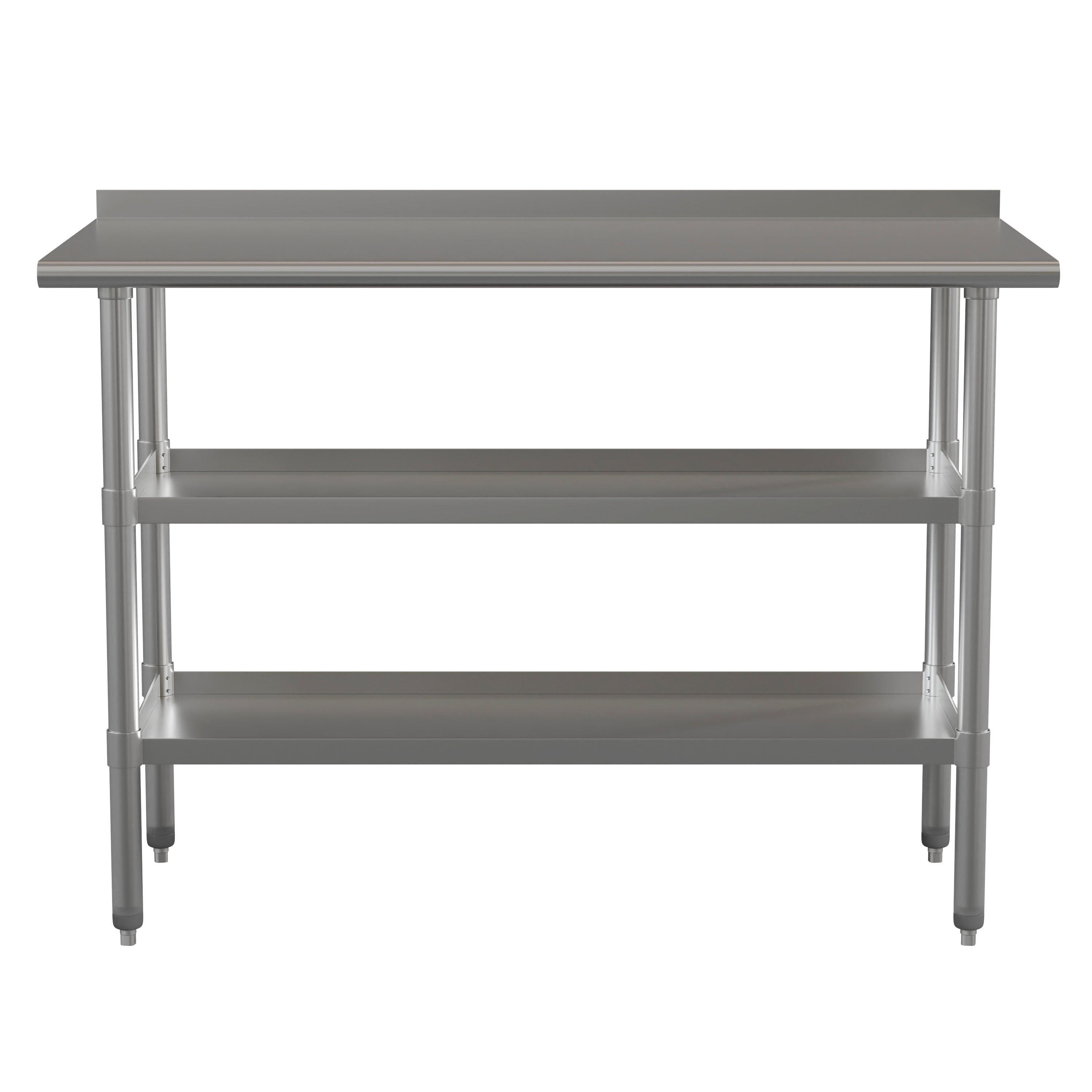 Stainless Steel 18 Gauge Work Table with 1.5" Backsplash and 2 Undershelves, NSF-Stainless Steel WorkTable-Flash Furniture-Wall2Wall Furnishings
