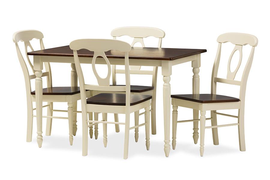 Napoleon French Country Cottage Buttermilk and "Cherry" Finishing Wood 5-Piece Dining Set