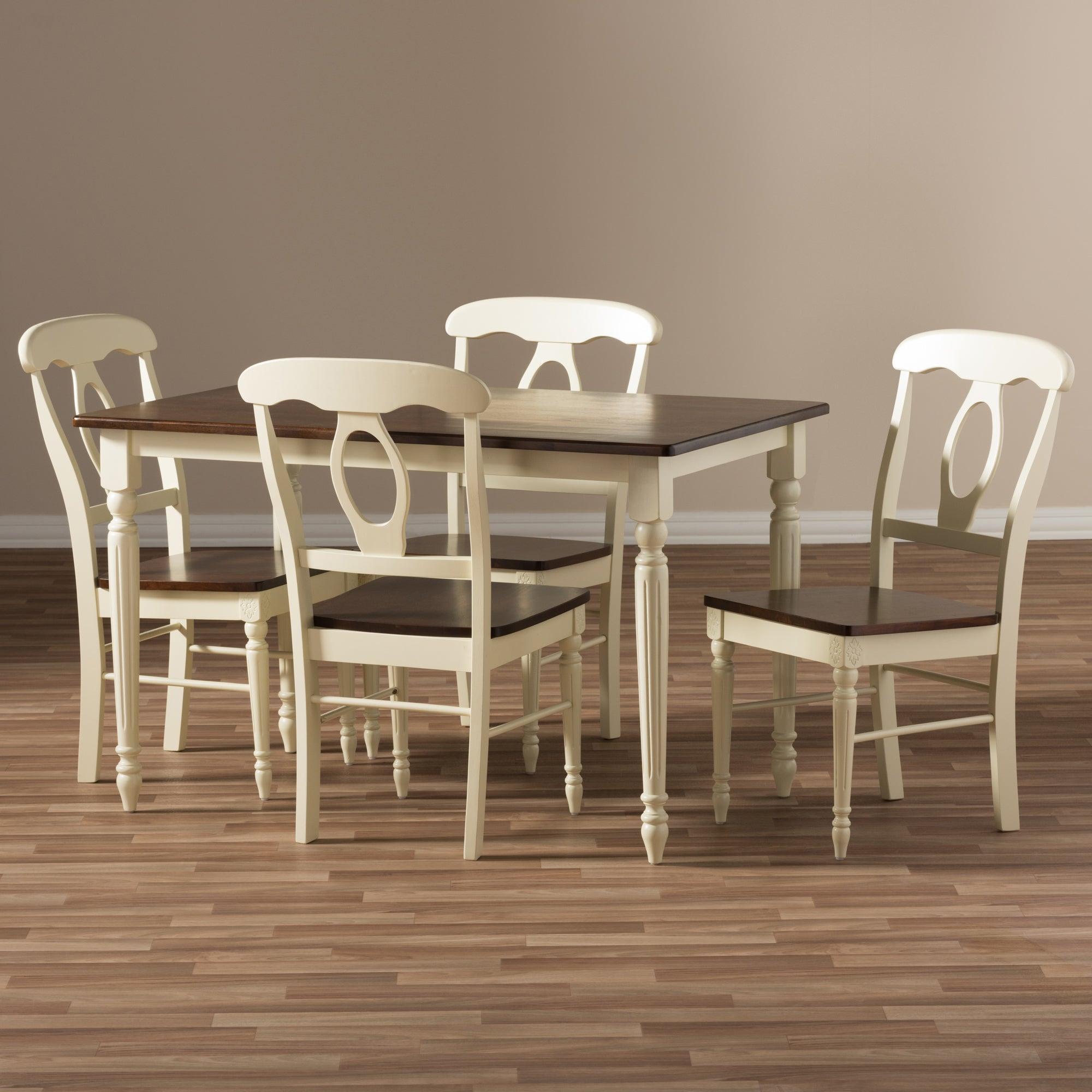 Napoleon French Country Cottage Buttermilk and "Cherry" Finishing Wood 5-Piece Dining Set