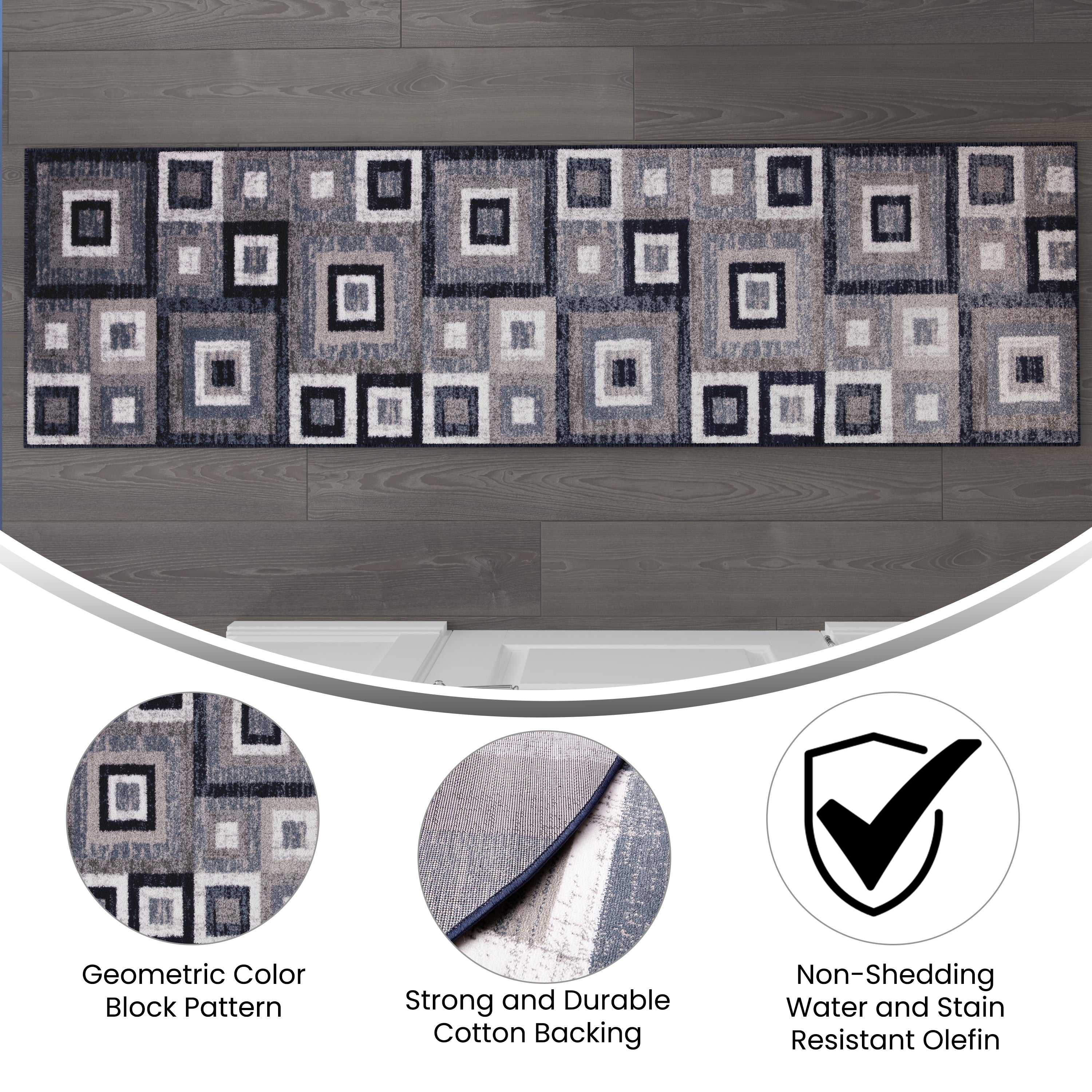 Gideon Collection Geometric Olefin Area Rug with Cotton Backing, Living Room, Bedroom-Area Rug-Flash Furniture-Wall2Wall Furnishings