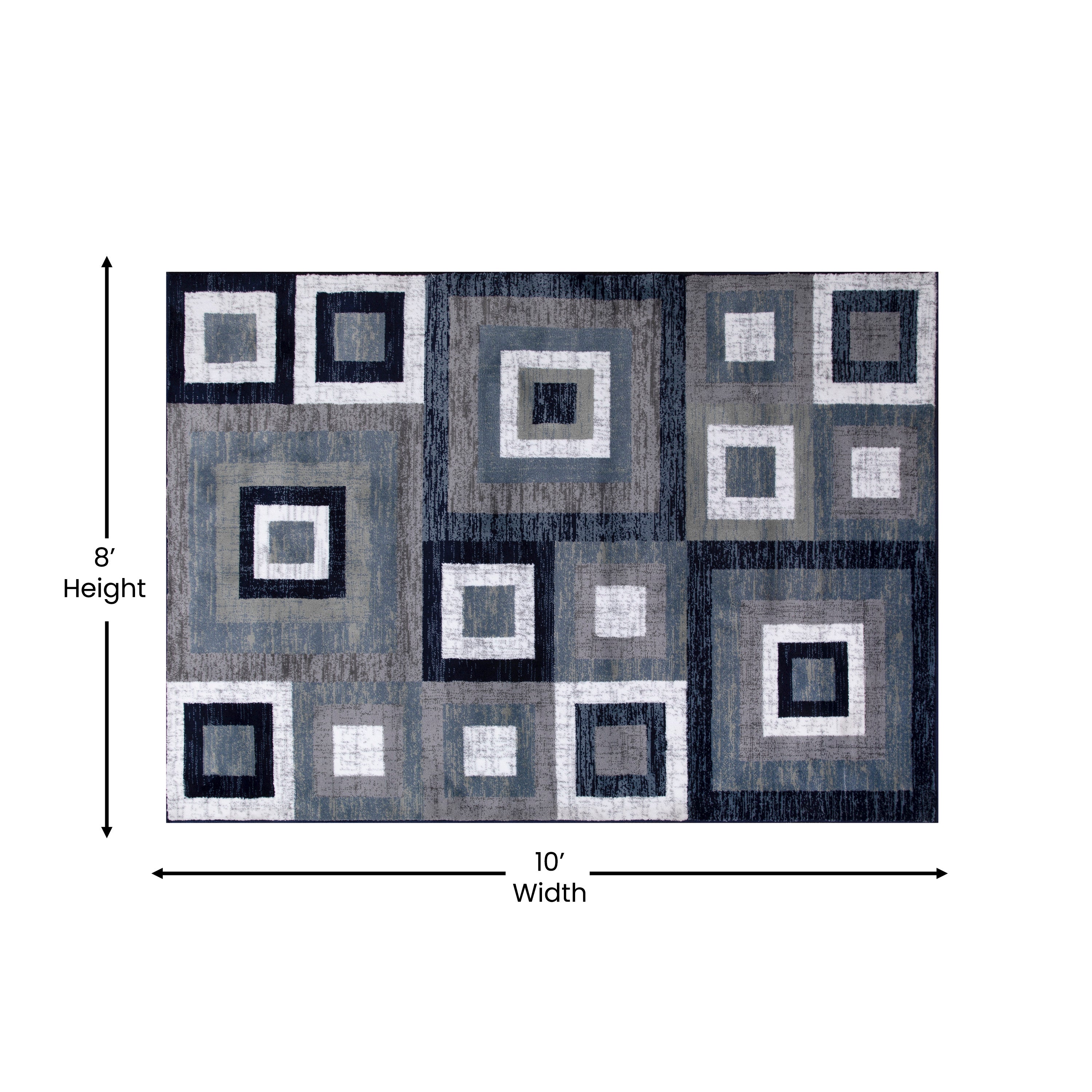 Gideon Collection Geometric Olefin Area Rug with Cotton Backing, Living Room, Bedroom-Indoor Area Rug-Flash Furniture-Wall2Wall Furnishings