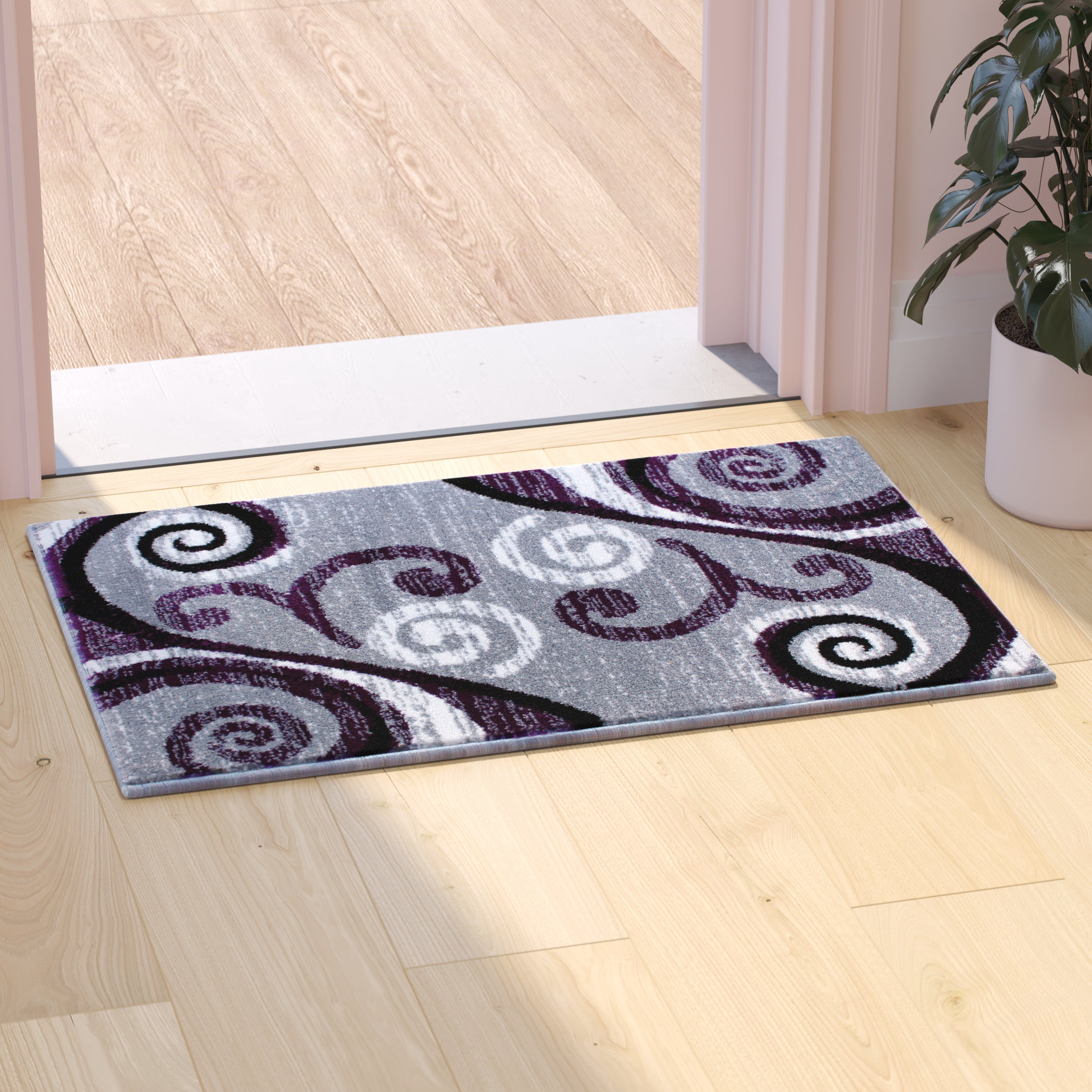 Valli Collection Modern Abstract Pattern Area Rug - Olefin Rug with Jute Backing for Hallway, Entryway, Bedroom, Living Room-Indoor Area Rug-Flash Furniture-Wall2Wall Furnishings