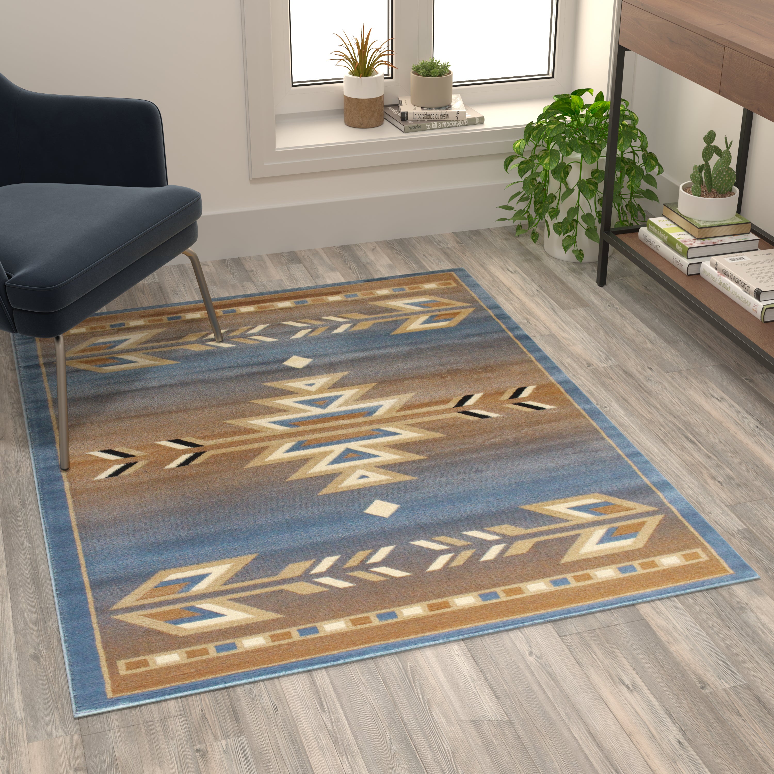 Lodi Collection Southwestern Area Rug - Olefin Rug with Jute Backing for Hallway, Entryway, Bedroom, Living Room-Area Rug-Flash Furniture-Wall2Wall Furnishings