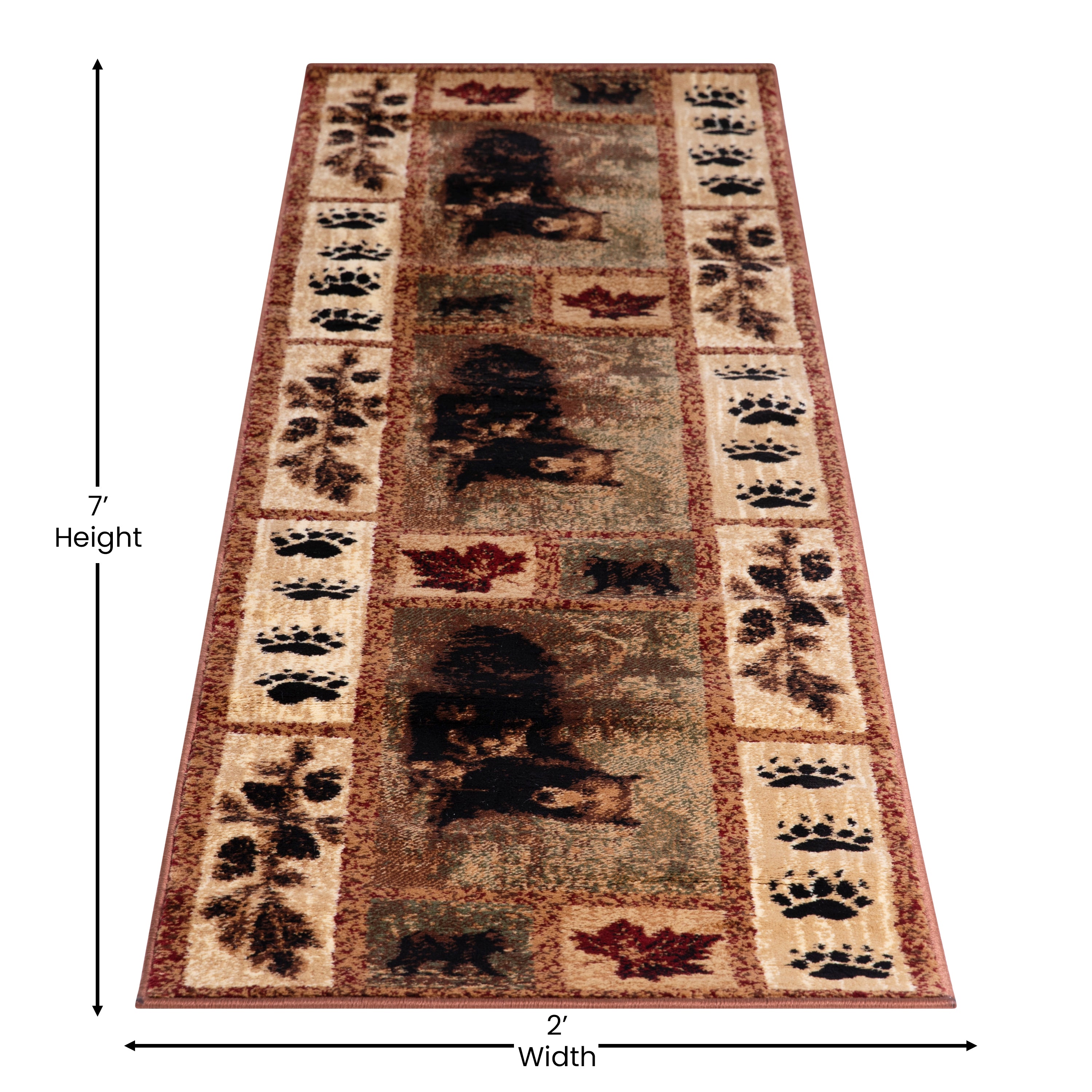 Vassa Collection Mother Bear & Cubs Nature Themed Olefin Area Rug with Jute Backing for Entryway, Living Room, Bedroom-Indoor Area Rug-Flash Furniture-Wall2Wall Furnishings