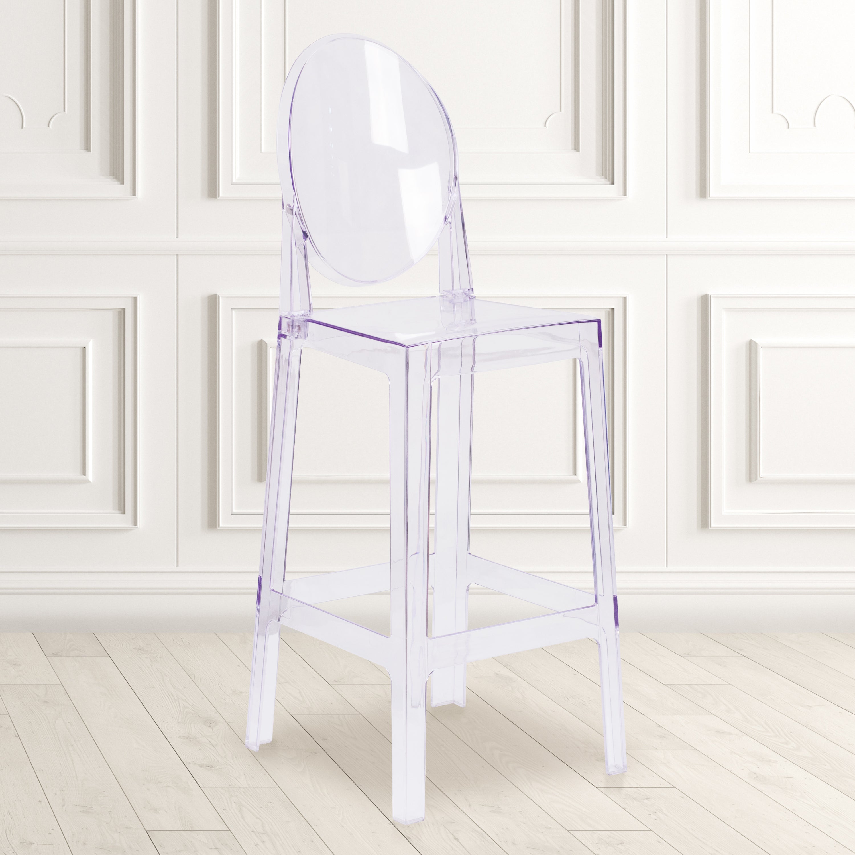 Ghost Barstool in Transparent Crystal with Oval Back-Bar Stool-Flash Furniture-Wall2Wall Furnishings
