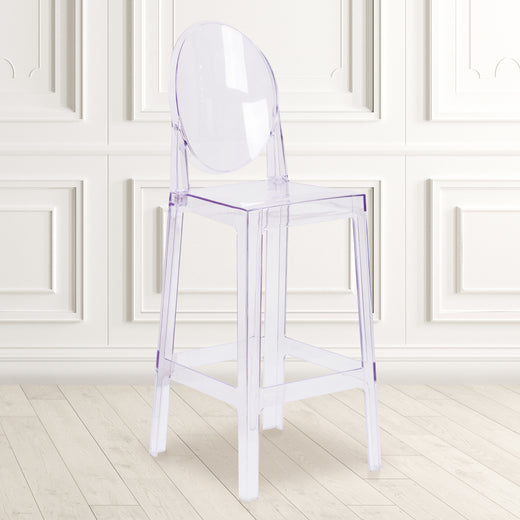 Ghost Barstool in Transparent Crystal with Oval Back