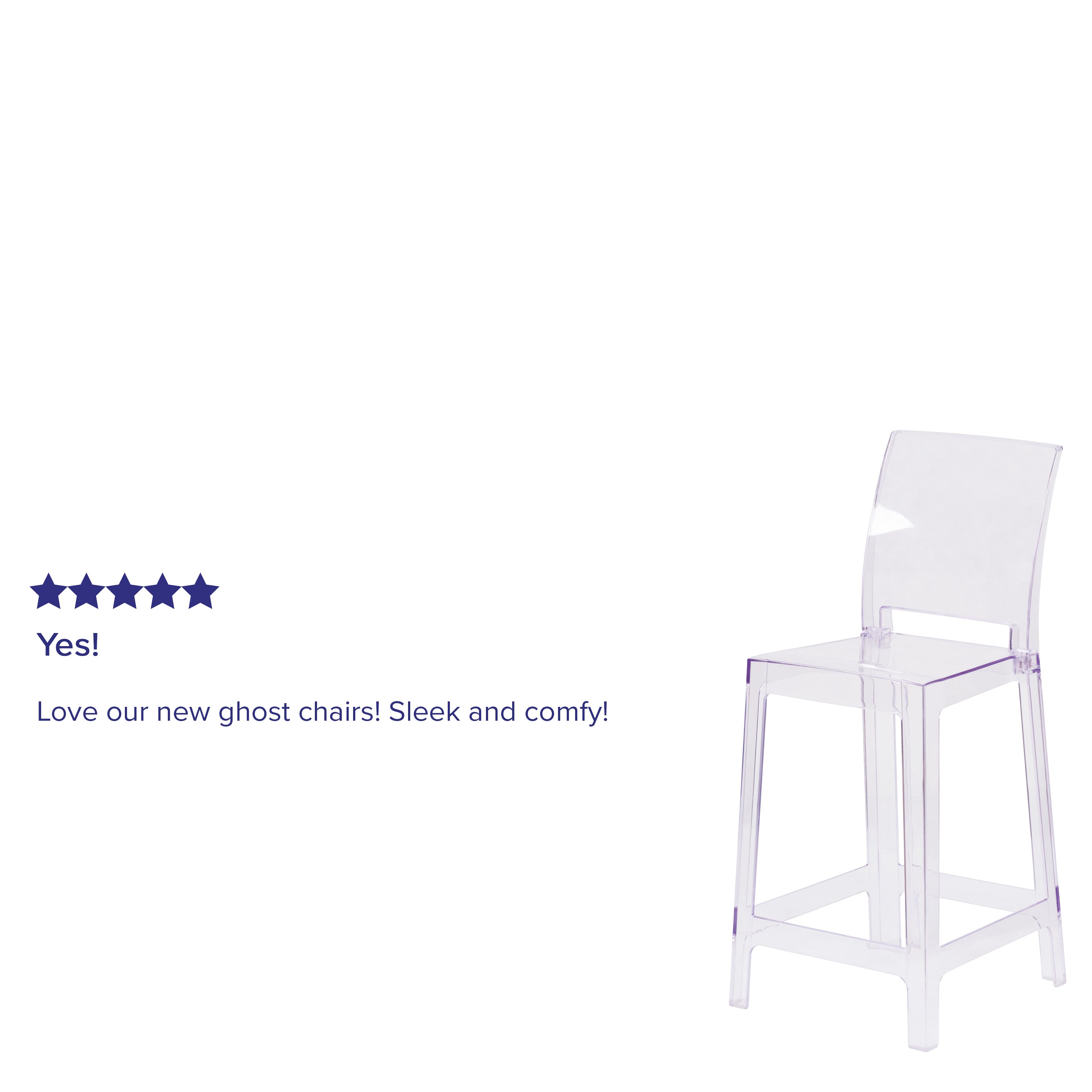 Ghost Counter Stool in Transparent Crystal with Square Back
