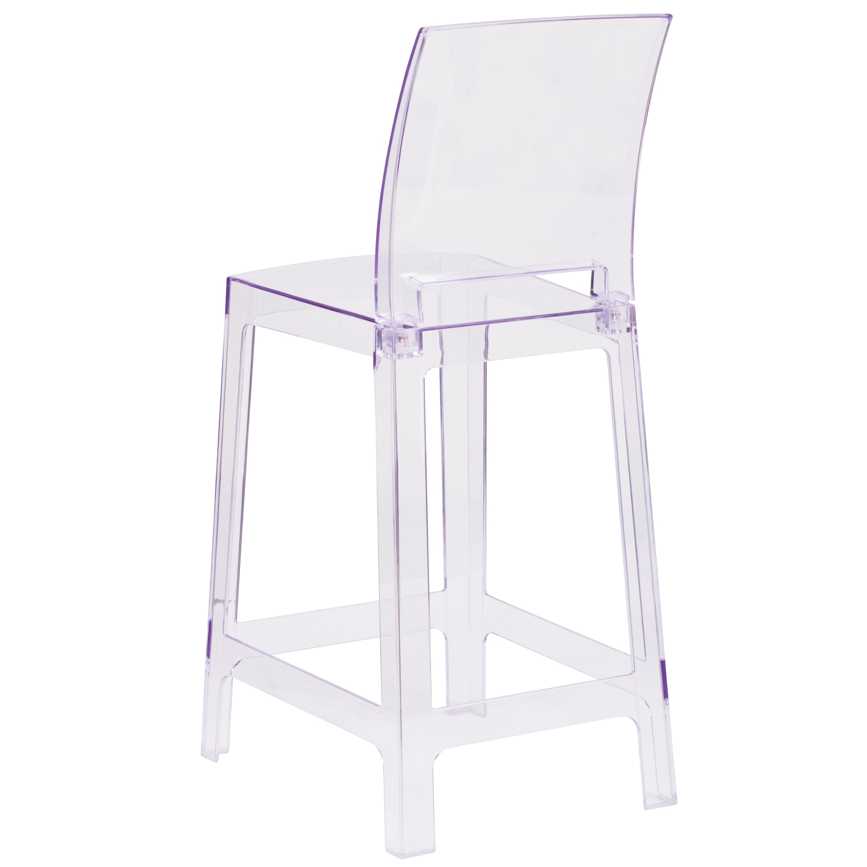 Ghost Counter Stool in Transparent Crystal with Square Back