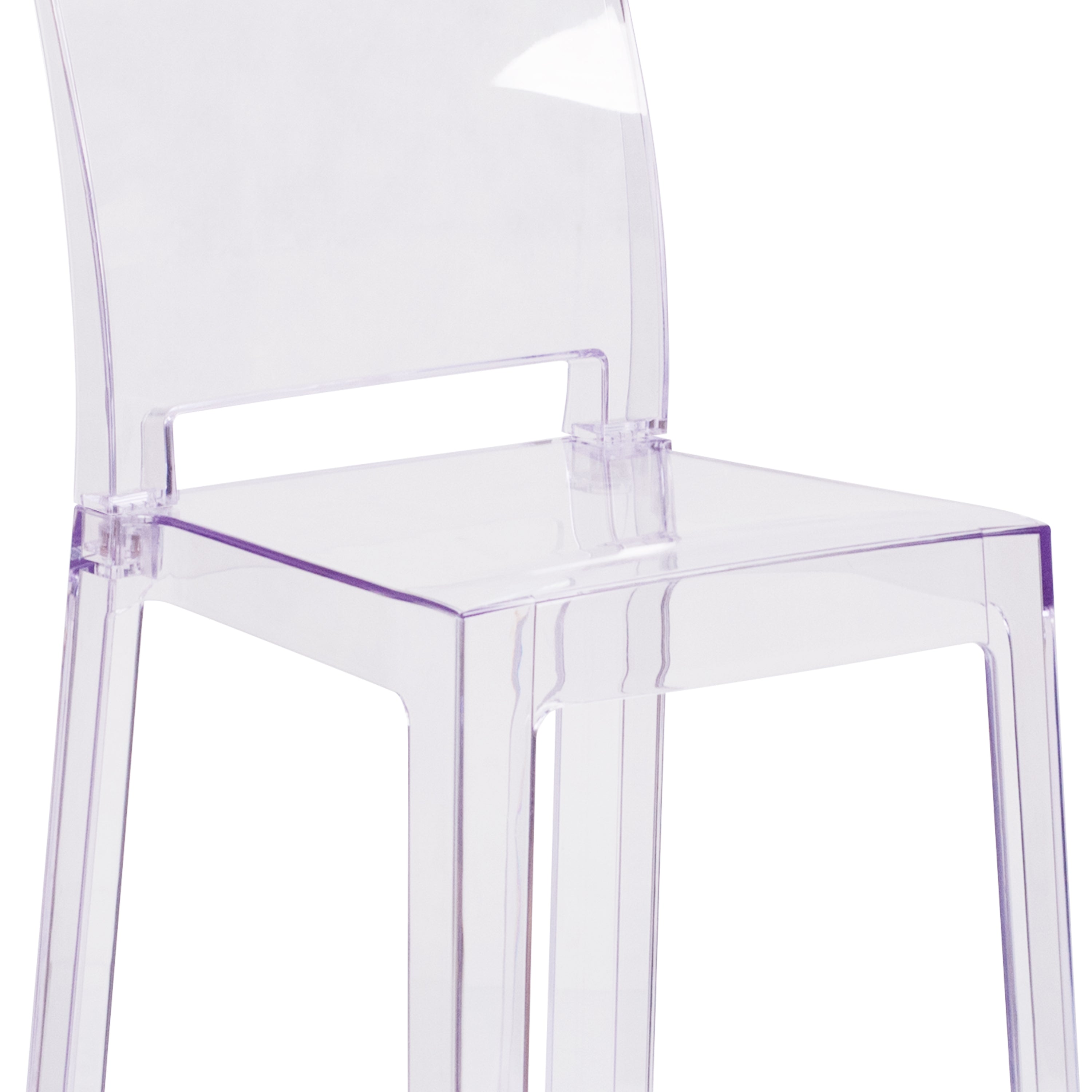 Ghost Counter Stool in Transparent Crystal with Square Back