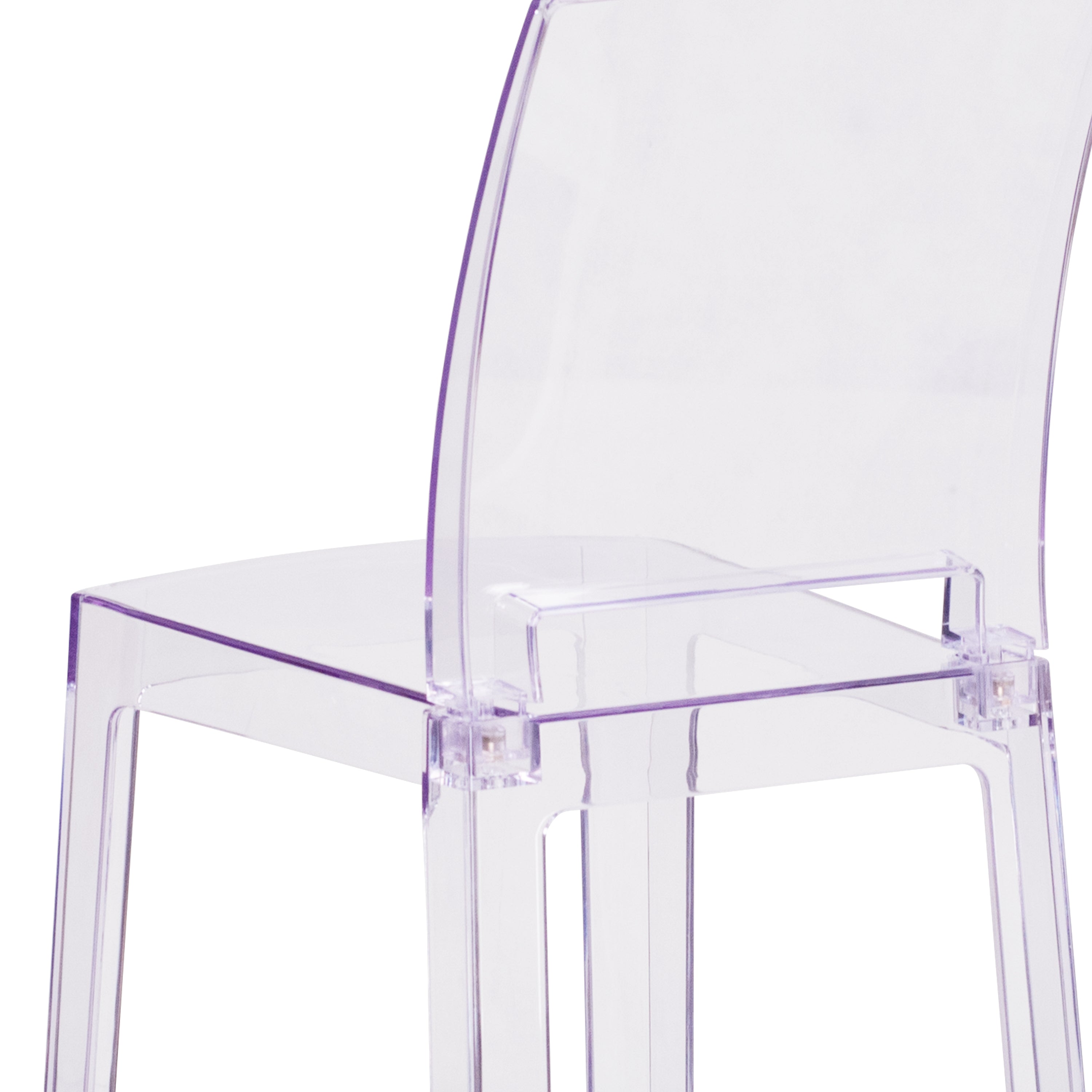 Ghost Counter Stool in Transparent Crystal with Square Back