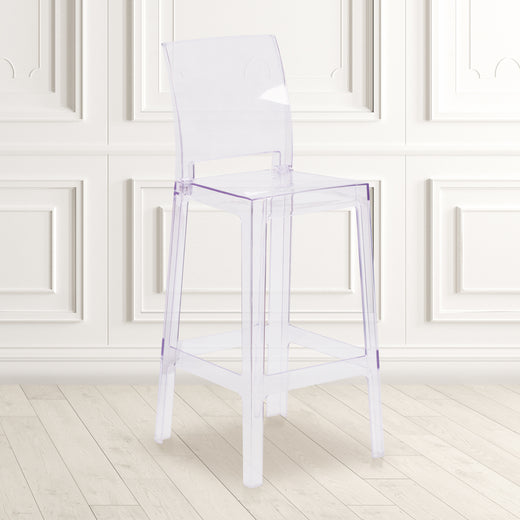 Ghost Barstool in Transparent Crystal with Square Back