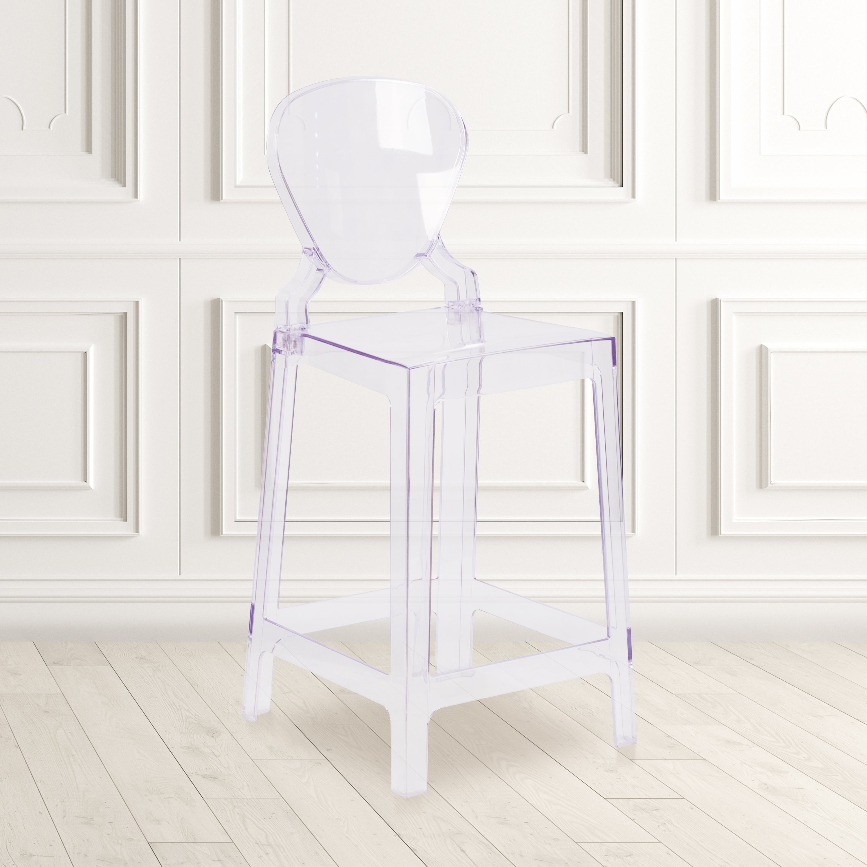 Ghost Counter Stool in Transparent Crystal with Tear Back-Accent Chair-Flash Furniture-Wall2Wall Furnishings